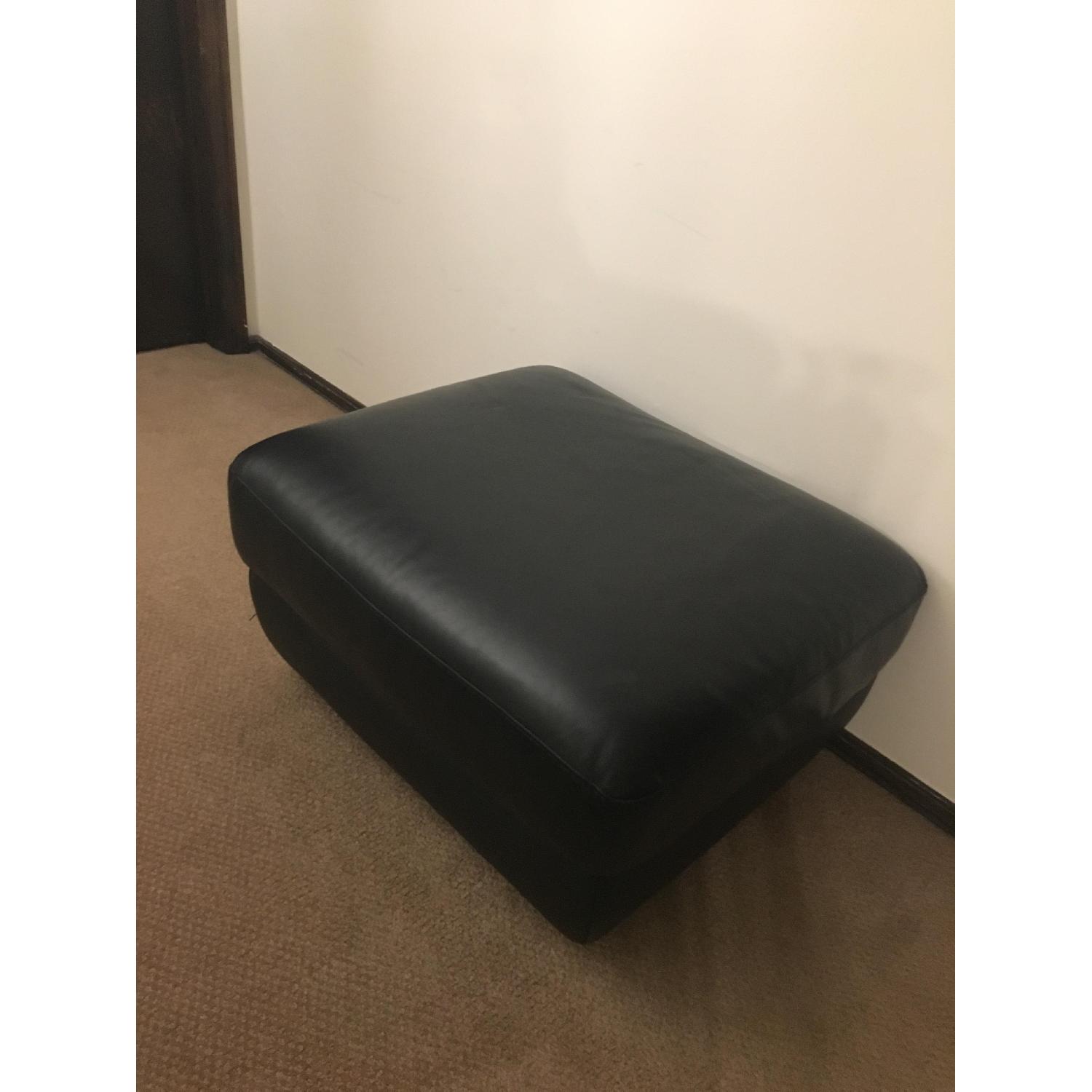 Natuzzi Black Leather L-Shaped Sectional & Ottoman - image-4