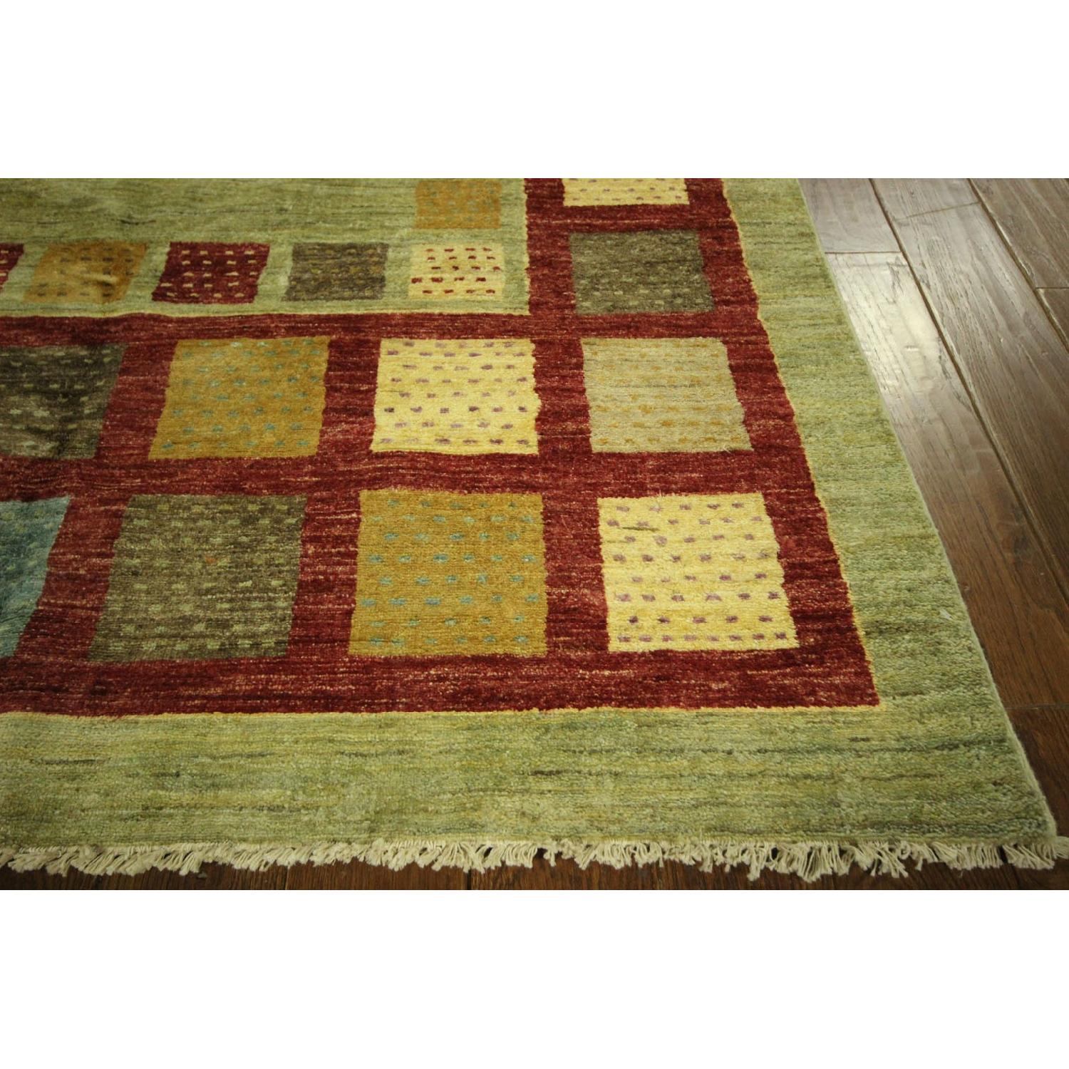 Modern Collection Super Fine Kahskuli Gabbeh Green Hand Knotted Wool Area Rug H7908 - image-2