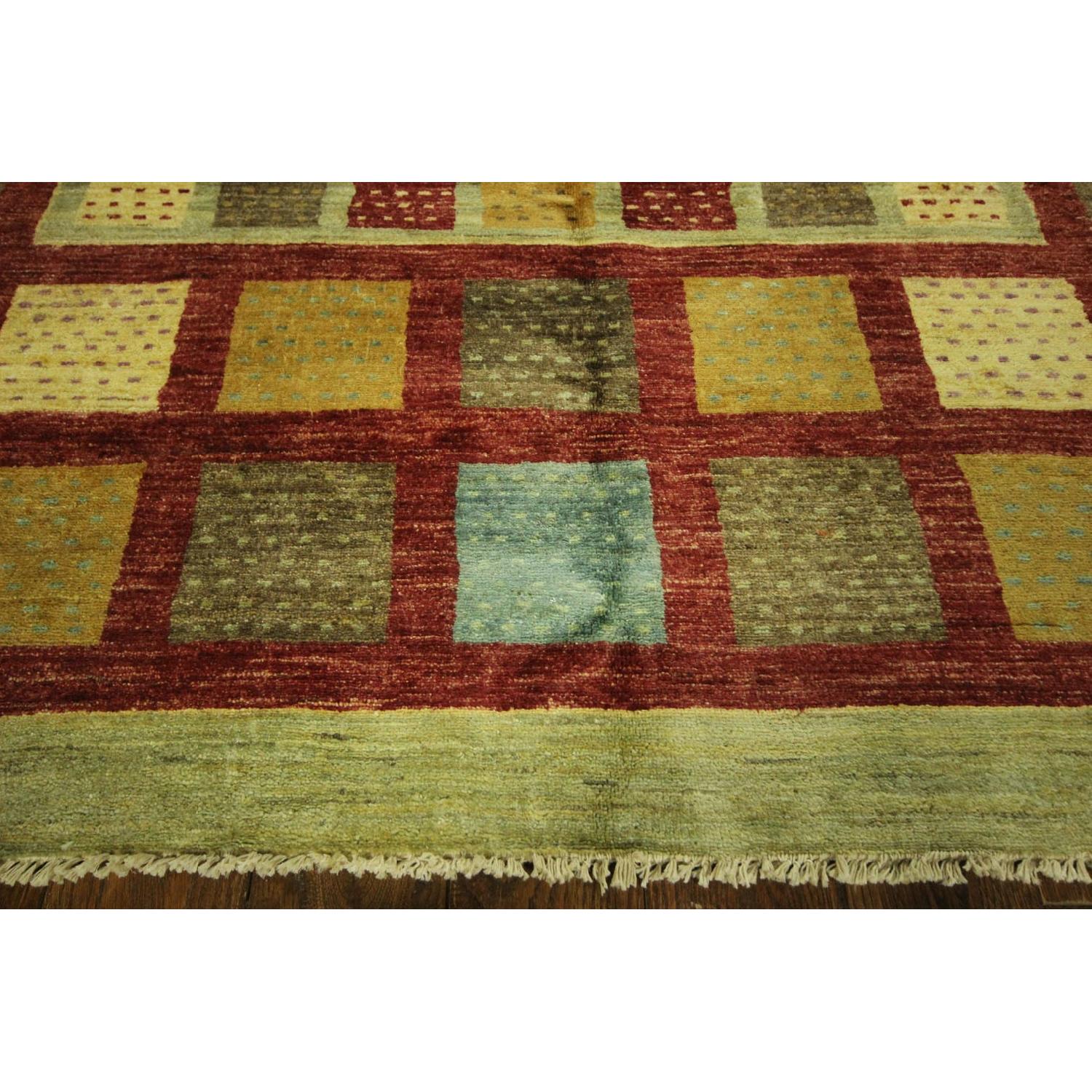 Modern Collection Super Fine Kahskuli Gabbeh Green Hand Knotted Wool Area Rug H7908 - image-4