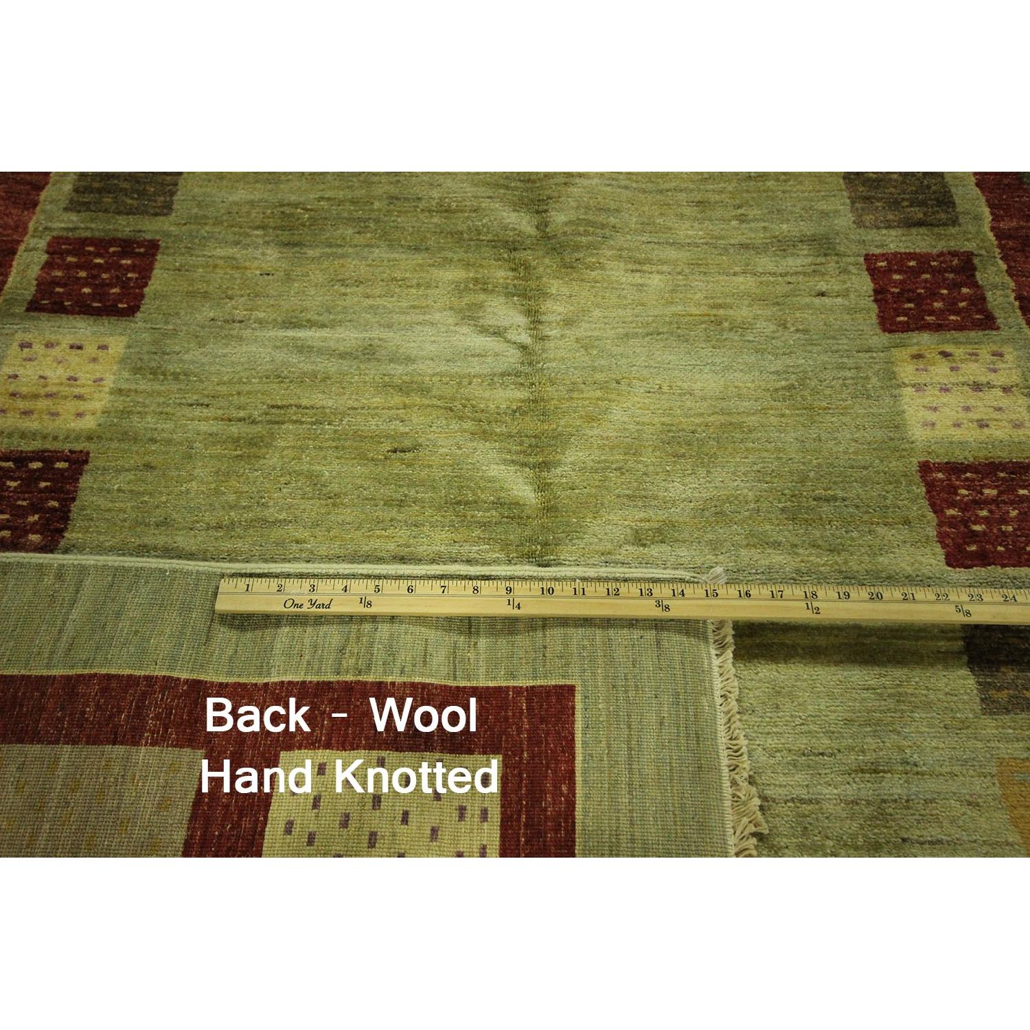 Modern Collection Super Fine Kahskuli Gabbeh Green Hand Knotted Wool Area Rug H7908 - image-6