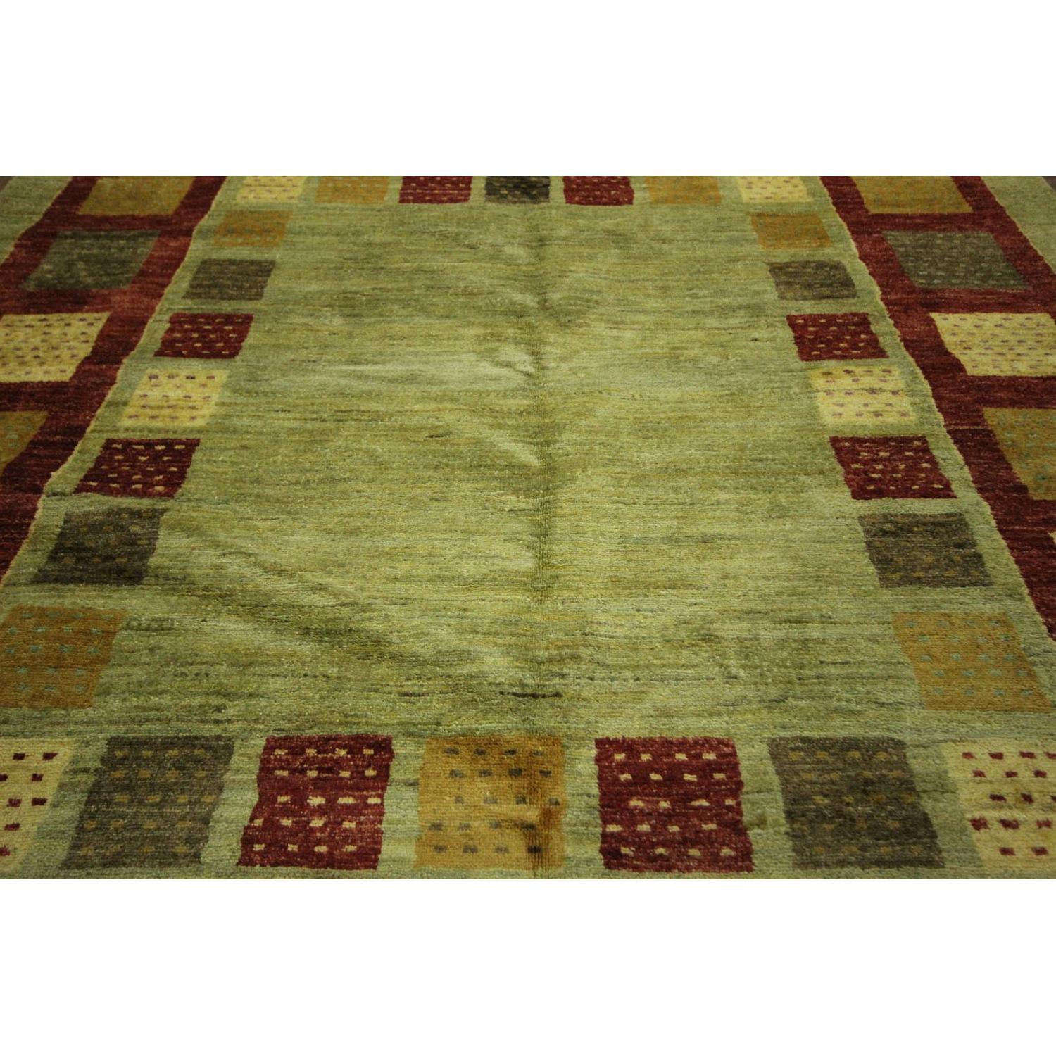Modern Collection Super Fine Kahskuli Gabbeh Green Hand Knotted Wool Area Rug H7908 - image-7