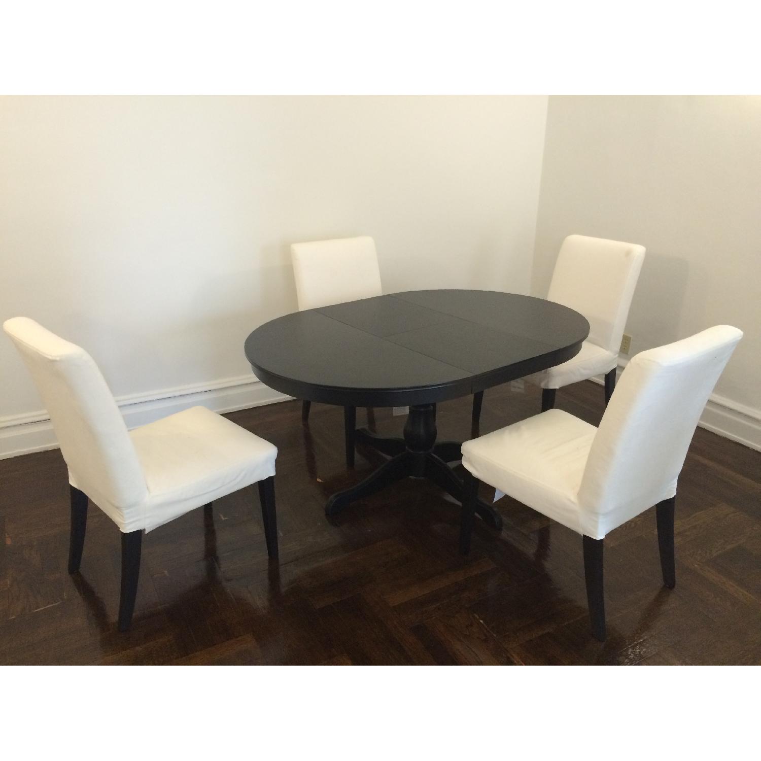 Ikea Black Extendable Round Table - image-1