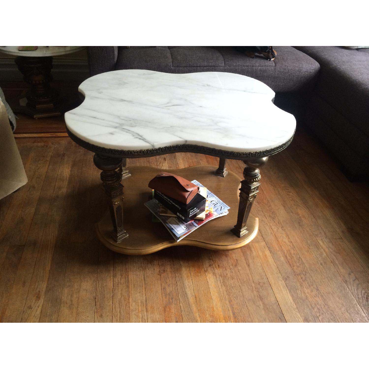 Vintage Marble Top Coffee Table - image-1