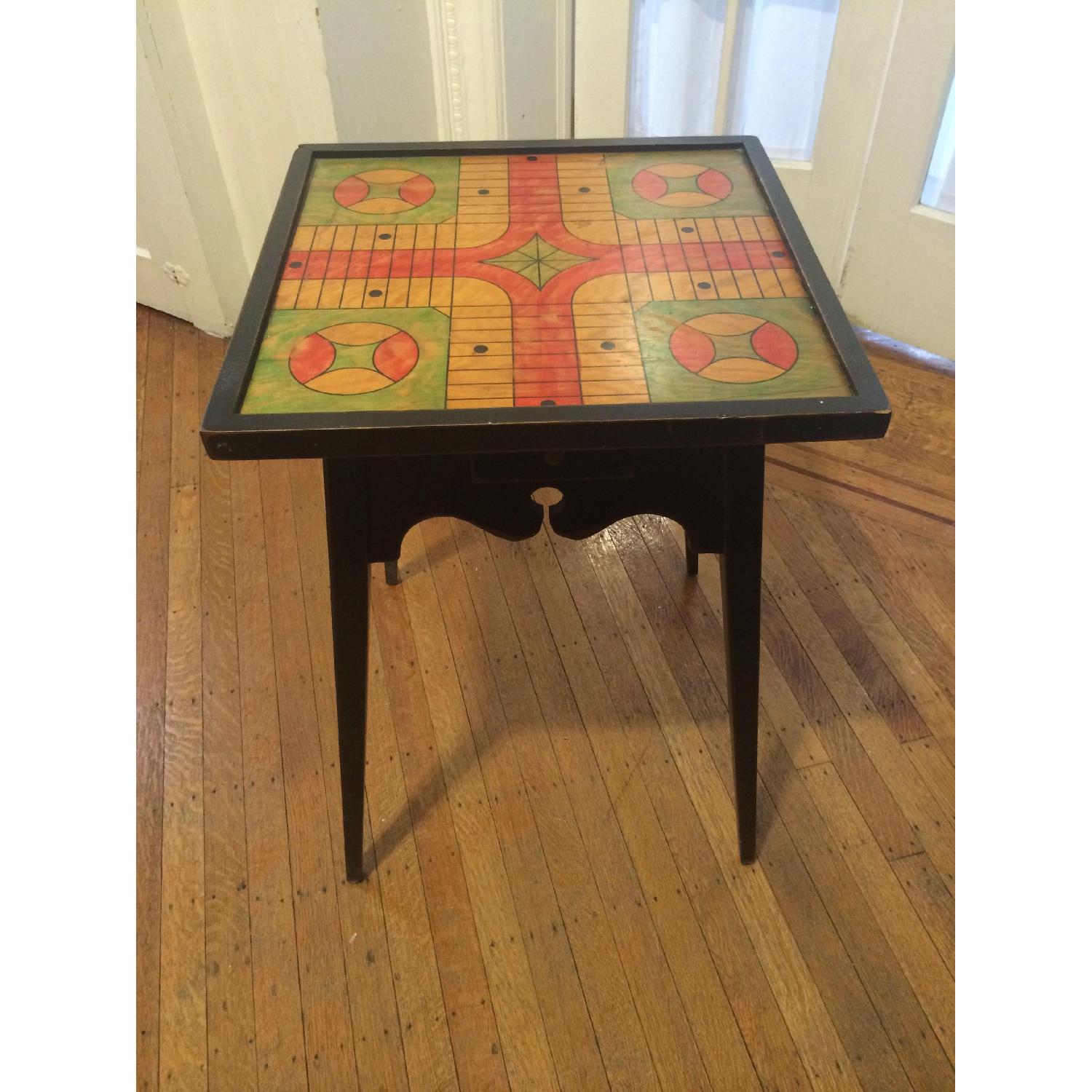 Antique Parcheesi Game End Table - image-1