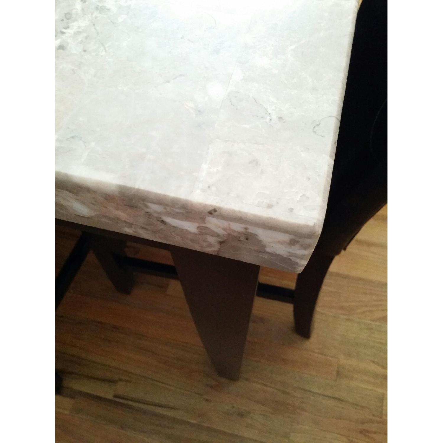Bob's Montibello White/Beige Marble Table w/ 6 Black Chairs - image-2