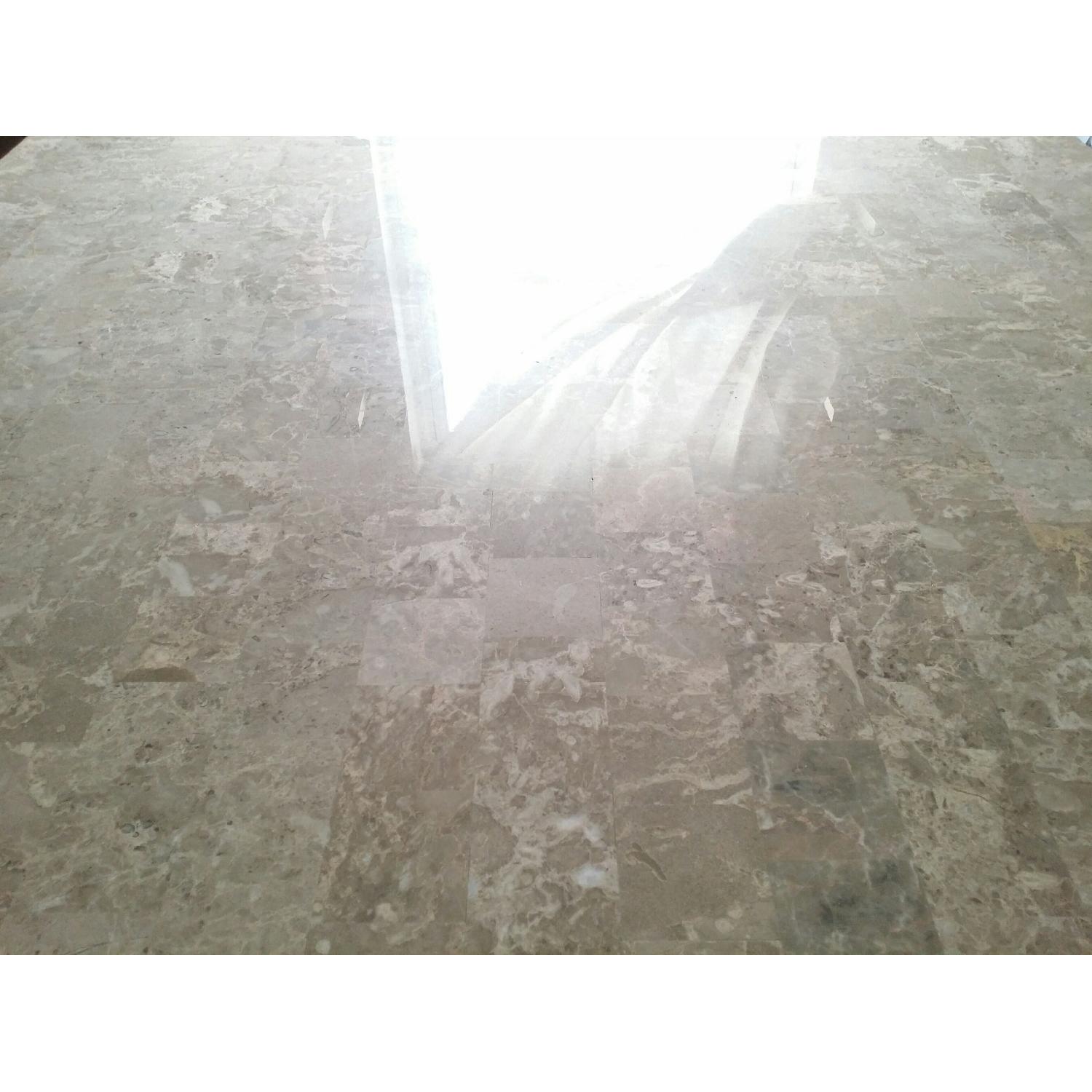 Bob's Montibello White/Beige Marble Table w/ 6 Black Chairs - image-3