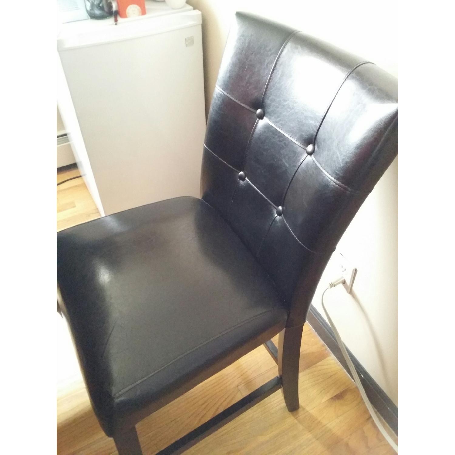 Bob's Montibello White/Beige Marble Table w/ 6 Black Chairs - image-4