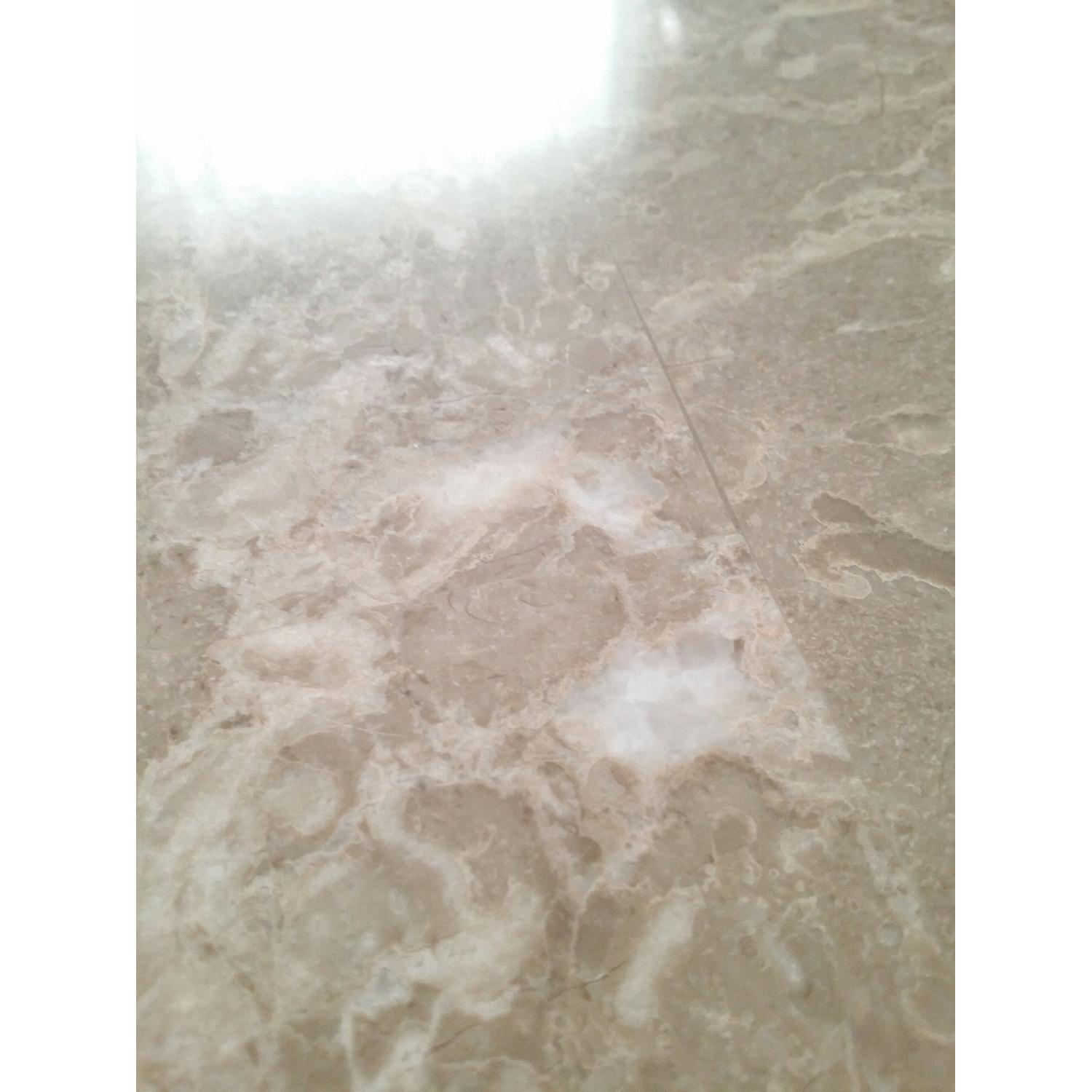 Bob's Montibello White/Beige Marble Table w/ 6 Black Chairs - image-7