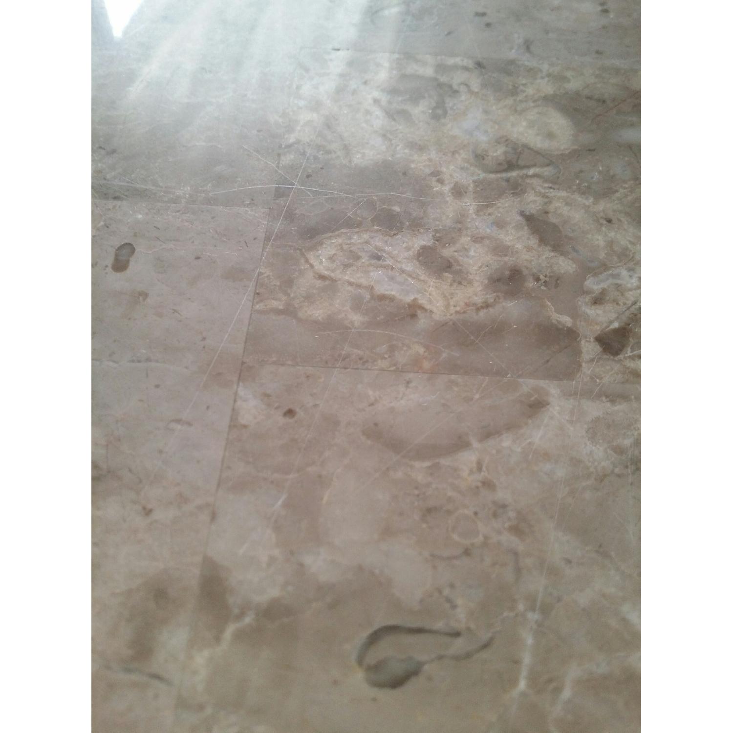 Bob's Montibello White/Beige Marble Table w/ 6 Black Chairs - image-8