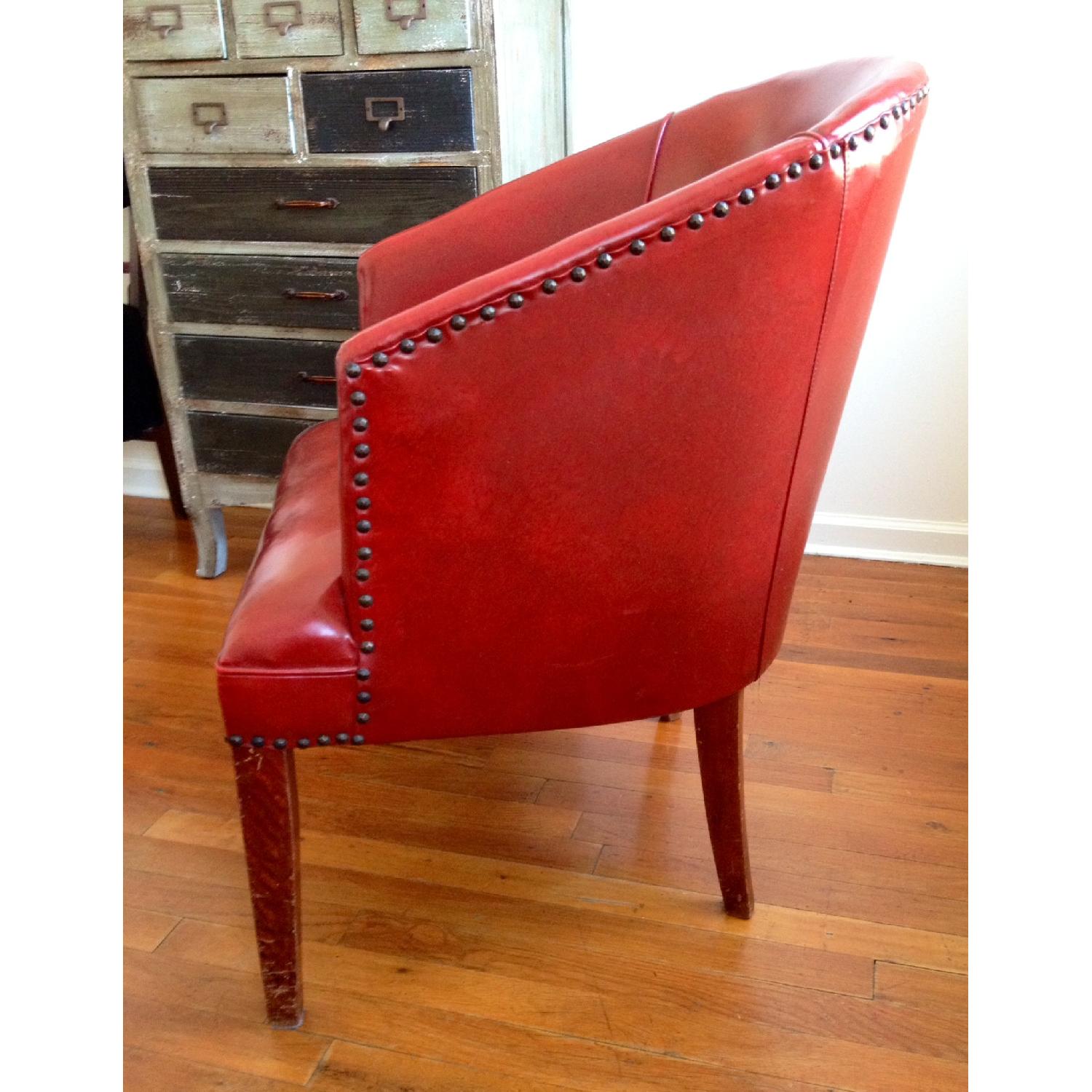 Faux Leather Red Armchair - image-1