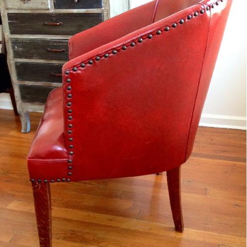 Used Faux Leather Red Armchair for sale on AptDeco
