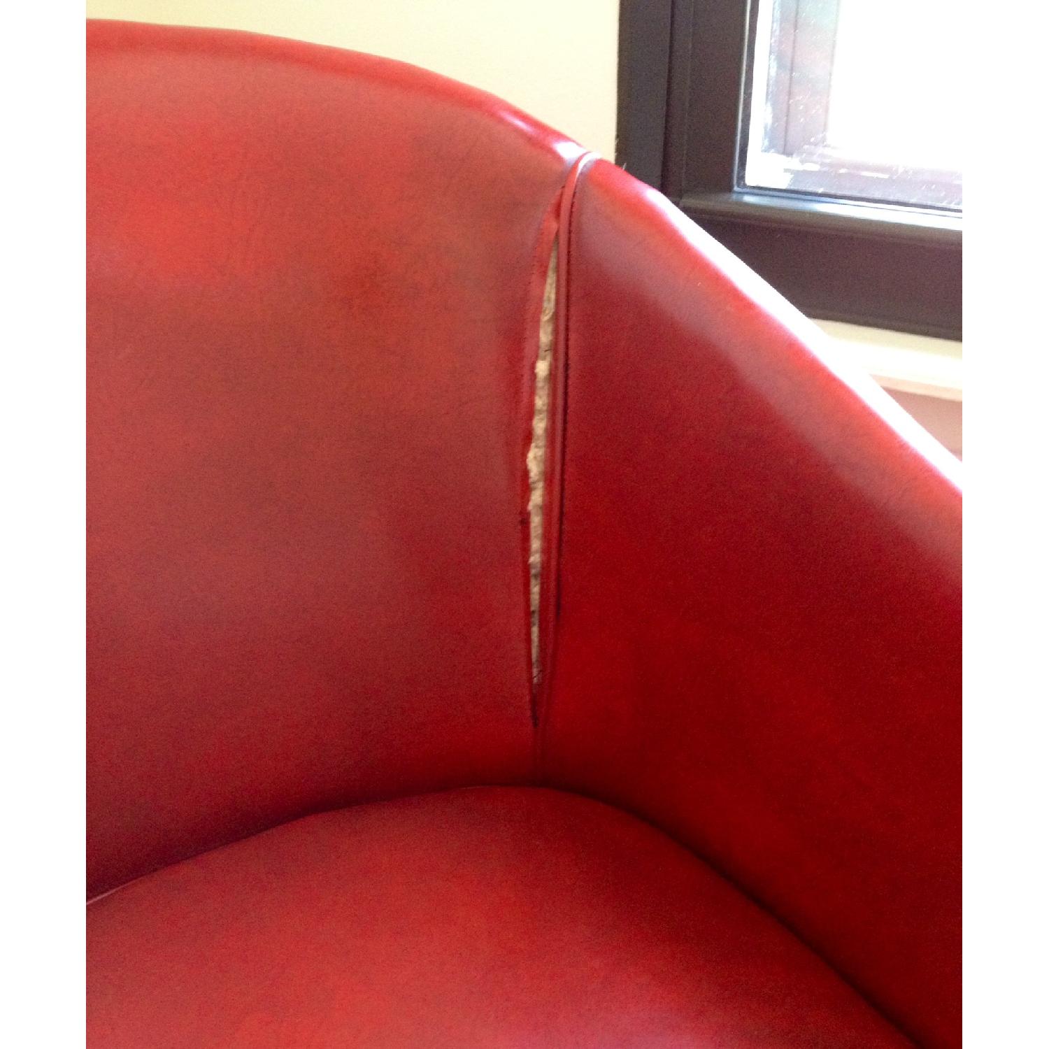 Faux Leather Red Armchair - image-3