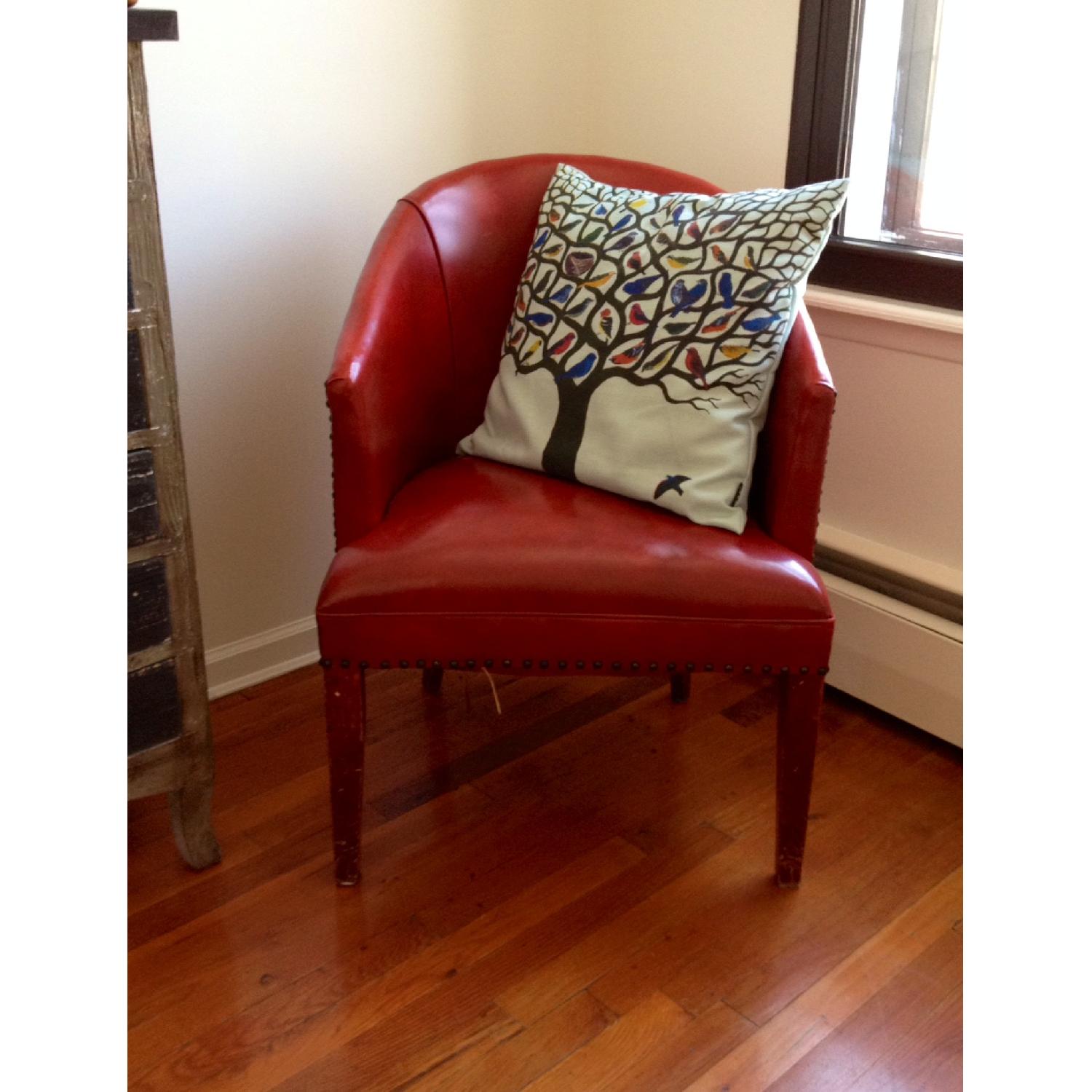 Faux Leather Red Armchair - image-4