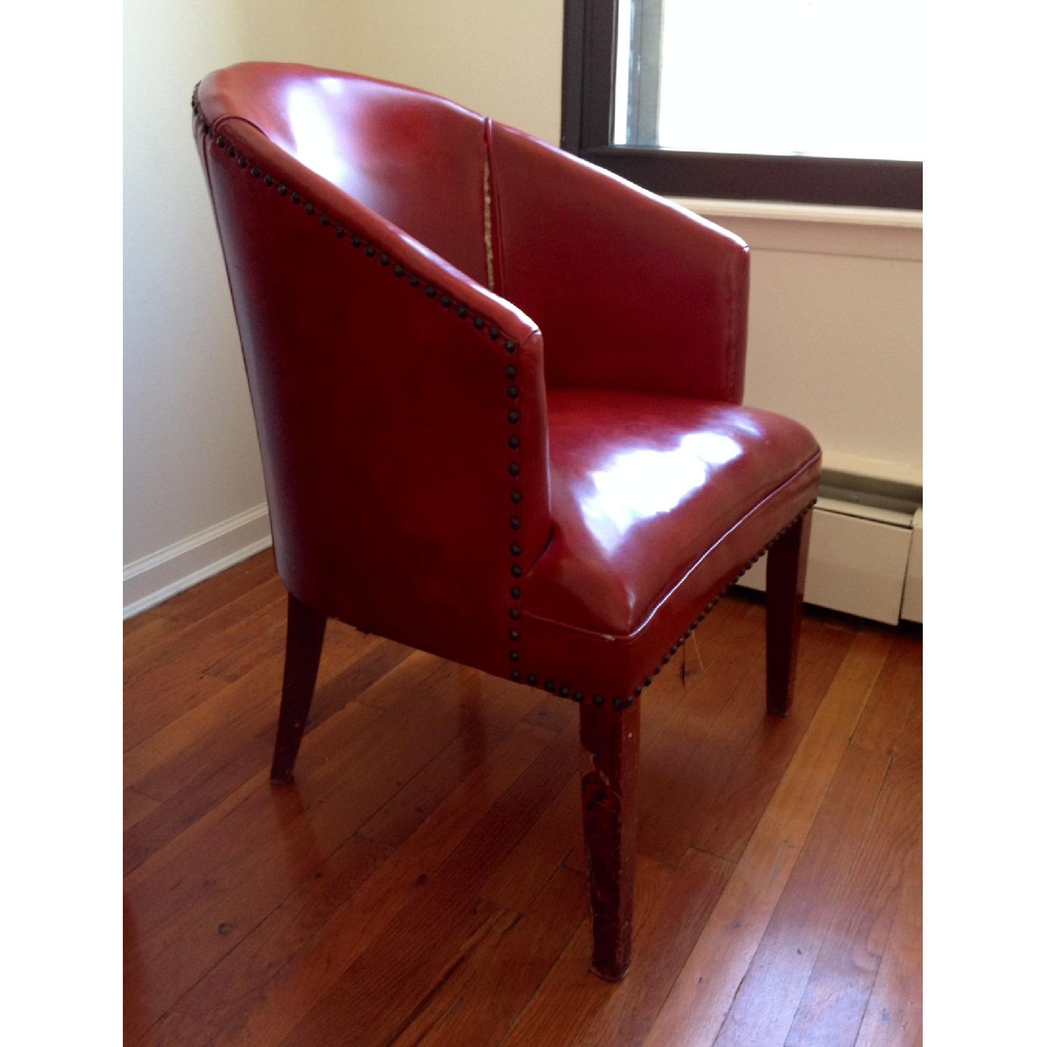 Faux Leather Red Armchair - image-6