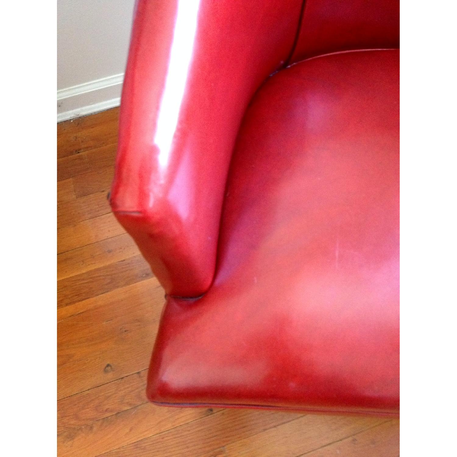 Faux Leather Red Armchair - image-7