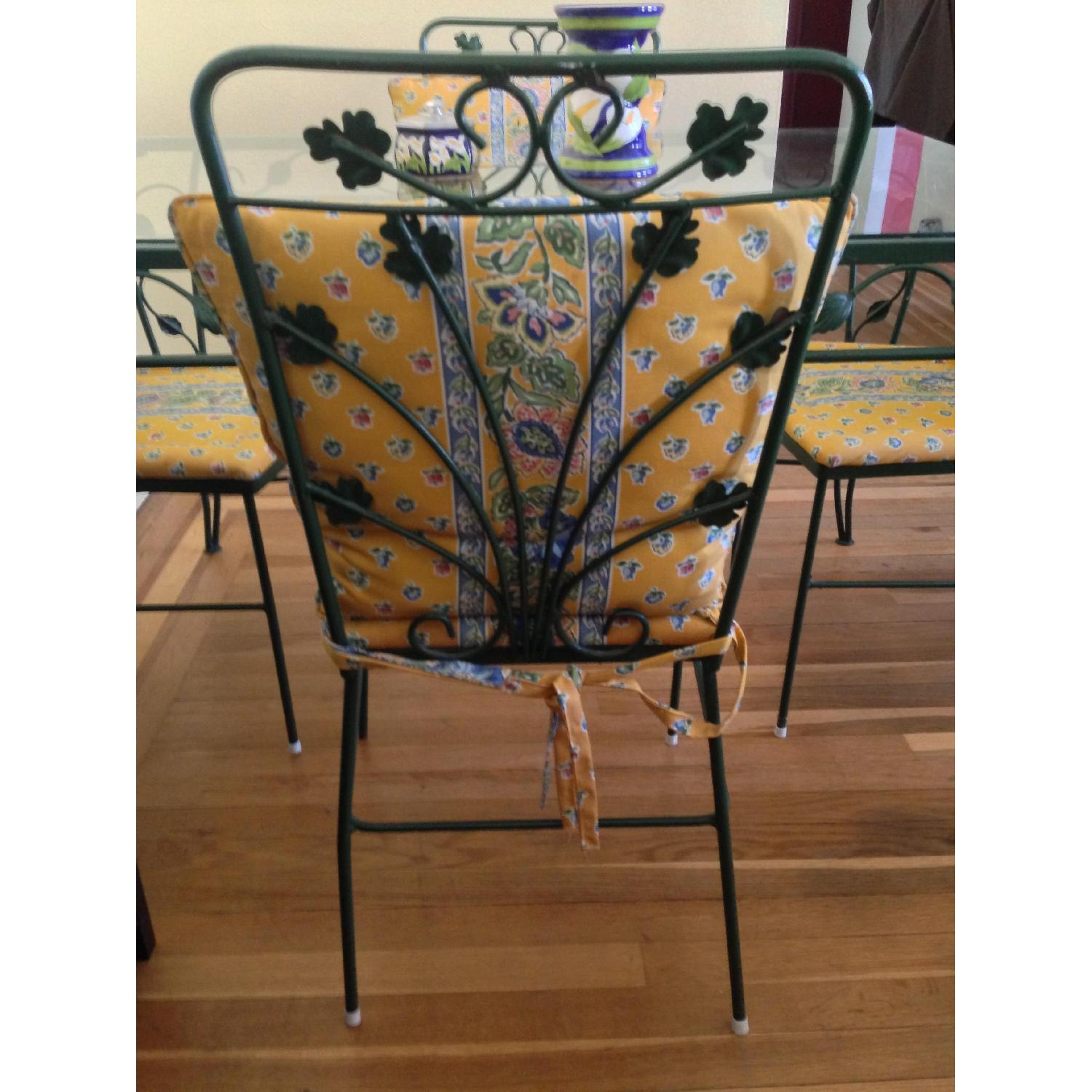 Glass and Wrought Iron Dining Table w/ 4 Chairs - image-3