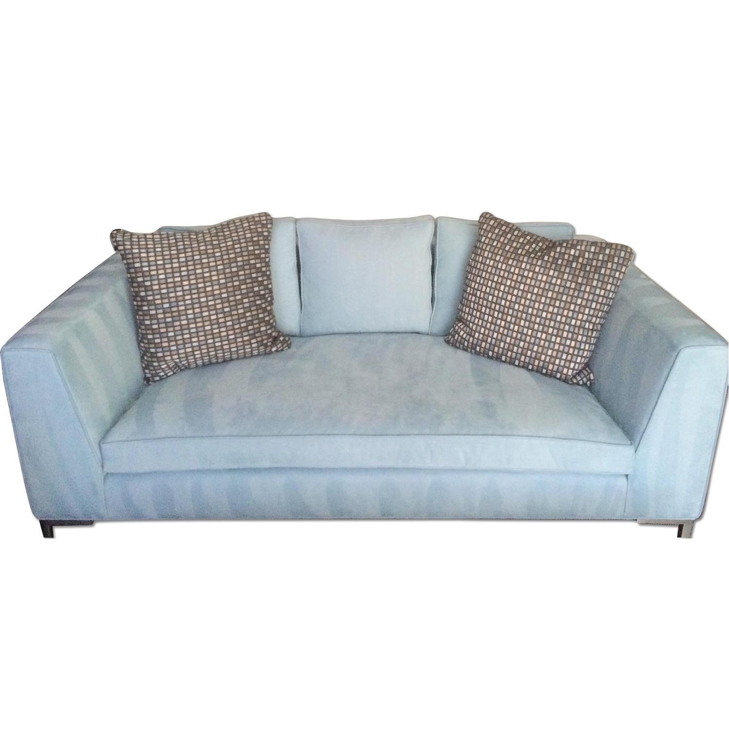 Knoll Light Blue Suede Sofa - image-0