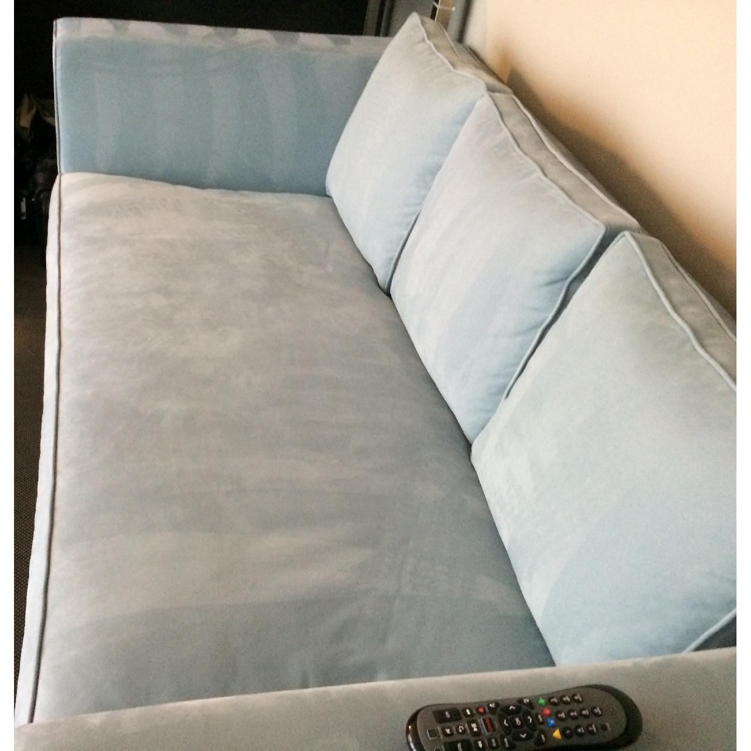 Knoll Light Blue Suede Sofa - image-2