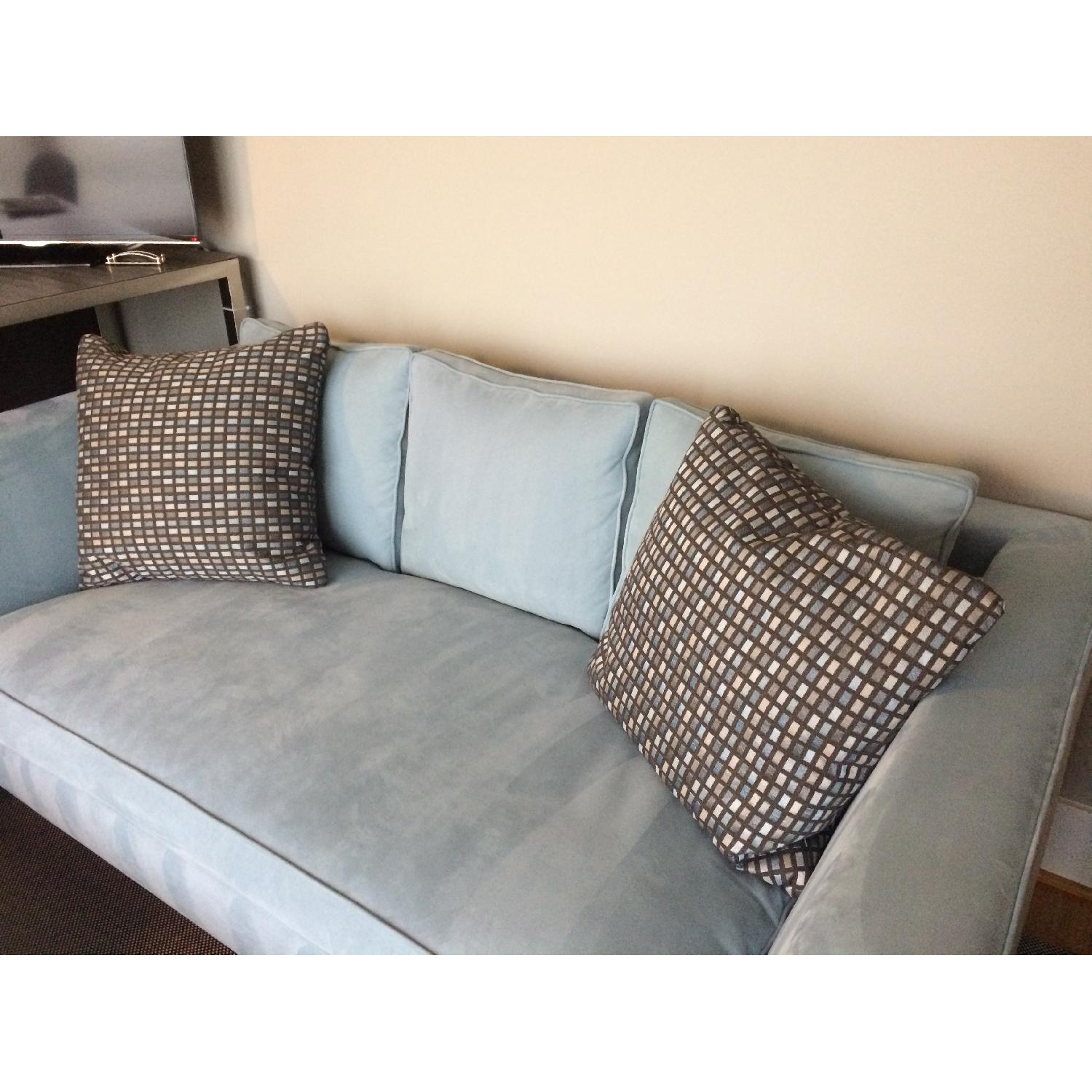 Knoll Light Blue Suede Sofa - image-3