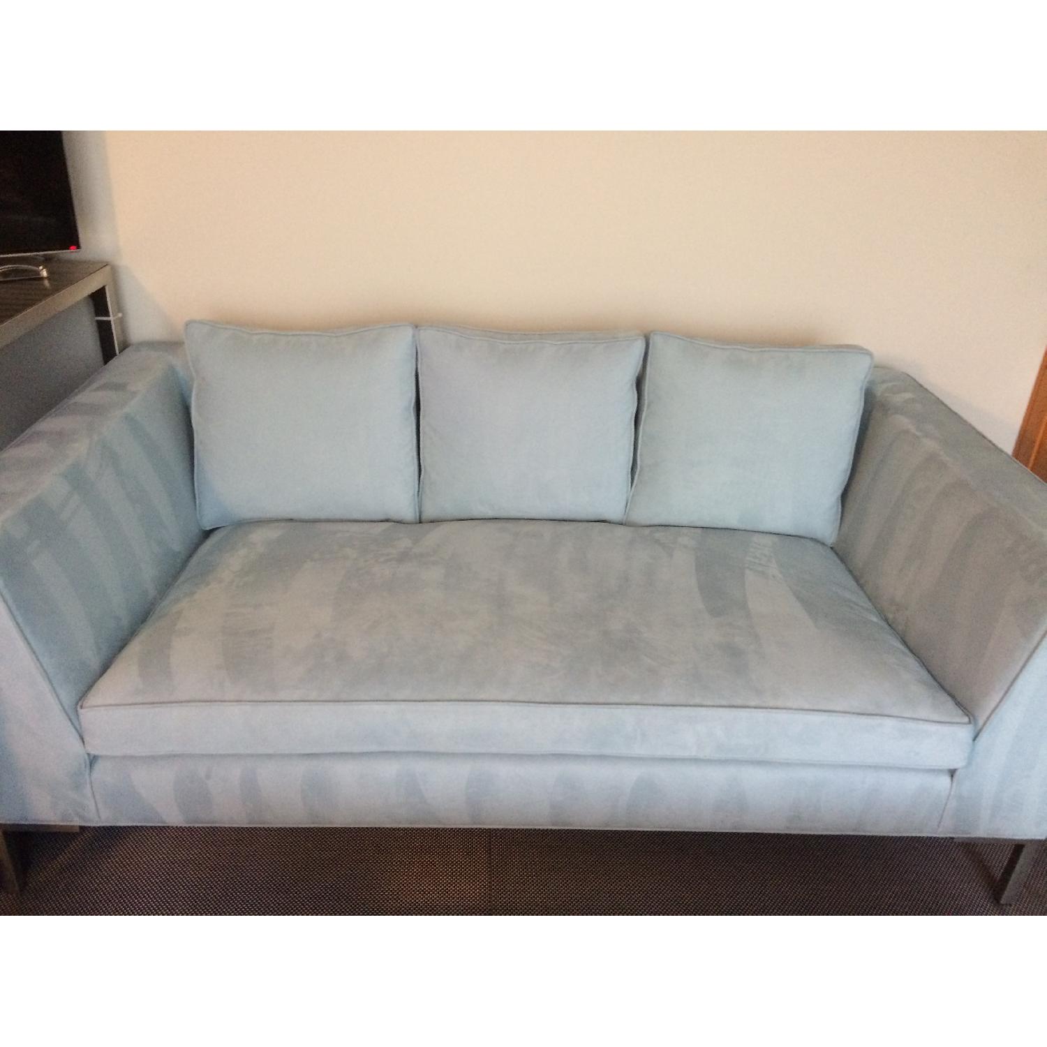Knoll Light Blue Suede Sofa - image-4
