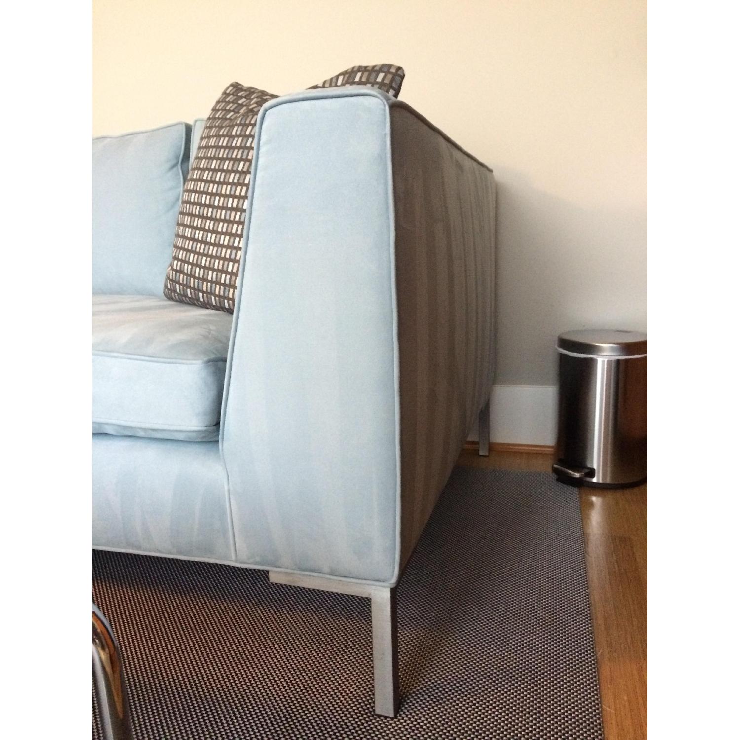 Knoll Light Blue Suede Sofa - image-6