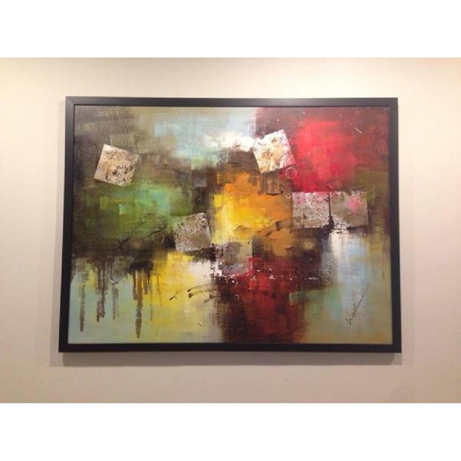 Abstract Oil Painting Framed K Hillman Aptdeco