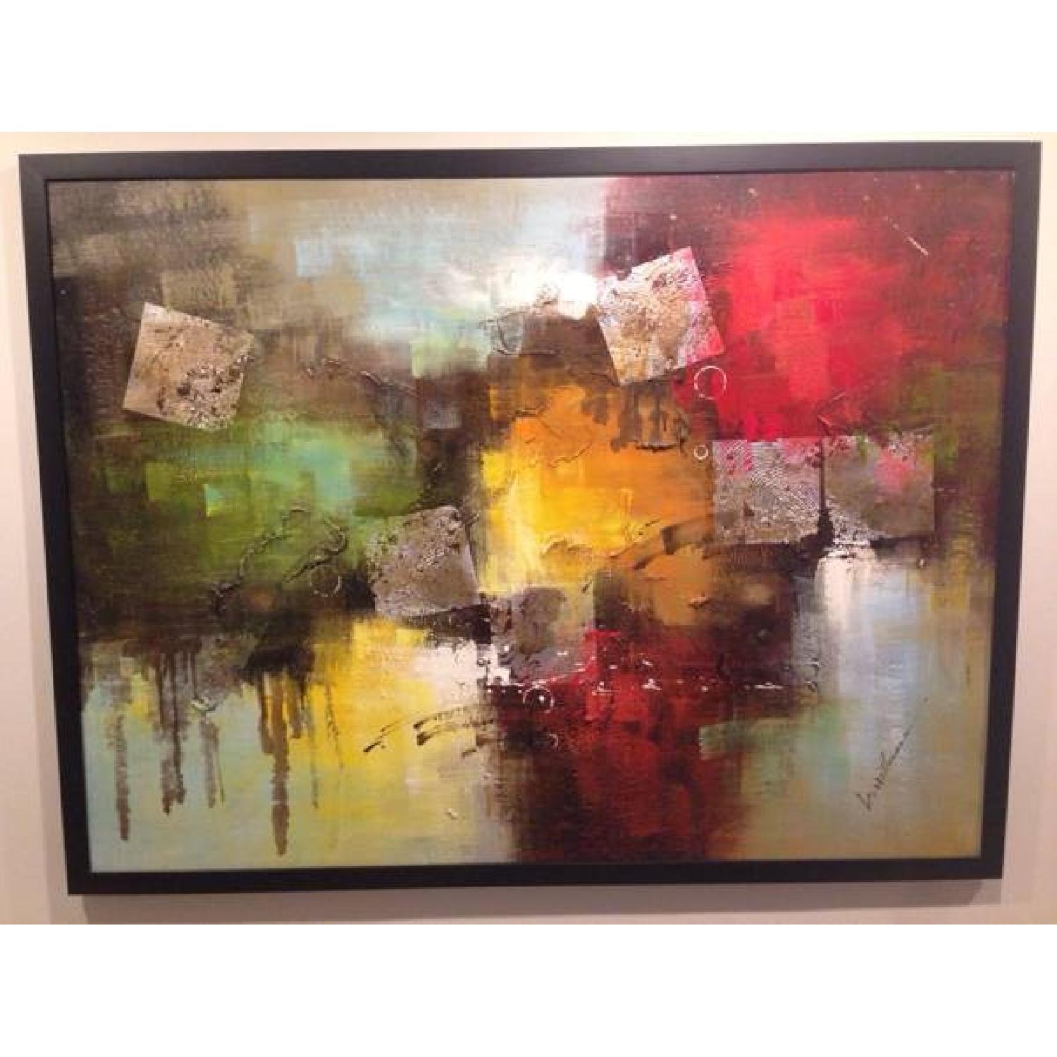 Abstract Oil Painting Framed - K. Hillman - image-3