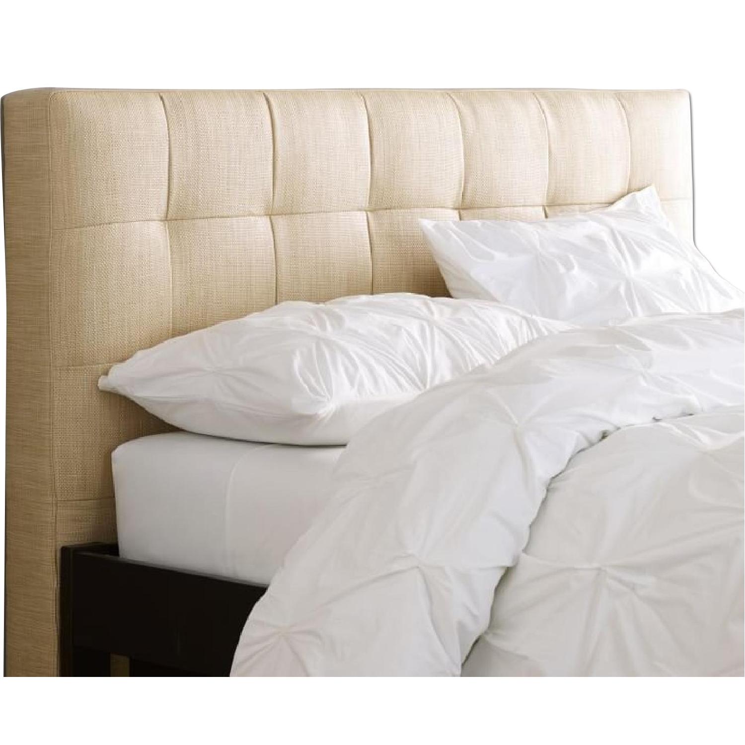 West Elm Queen Bed Frame w/ Grid Tufted Headboard AptDeco
