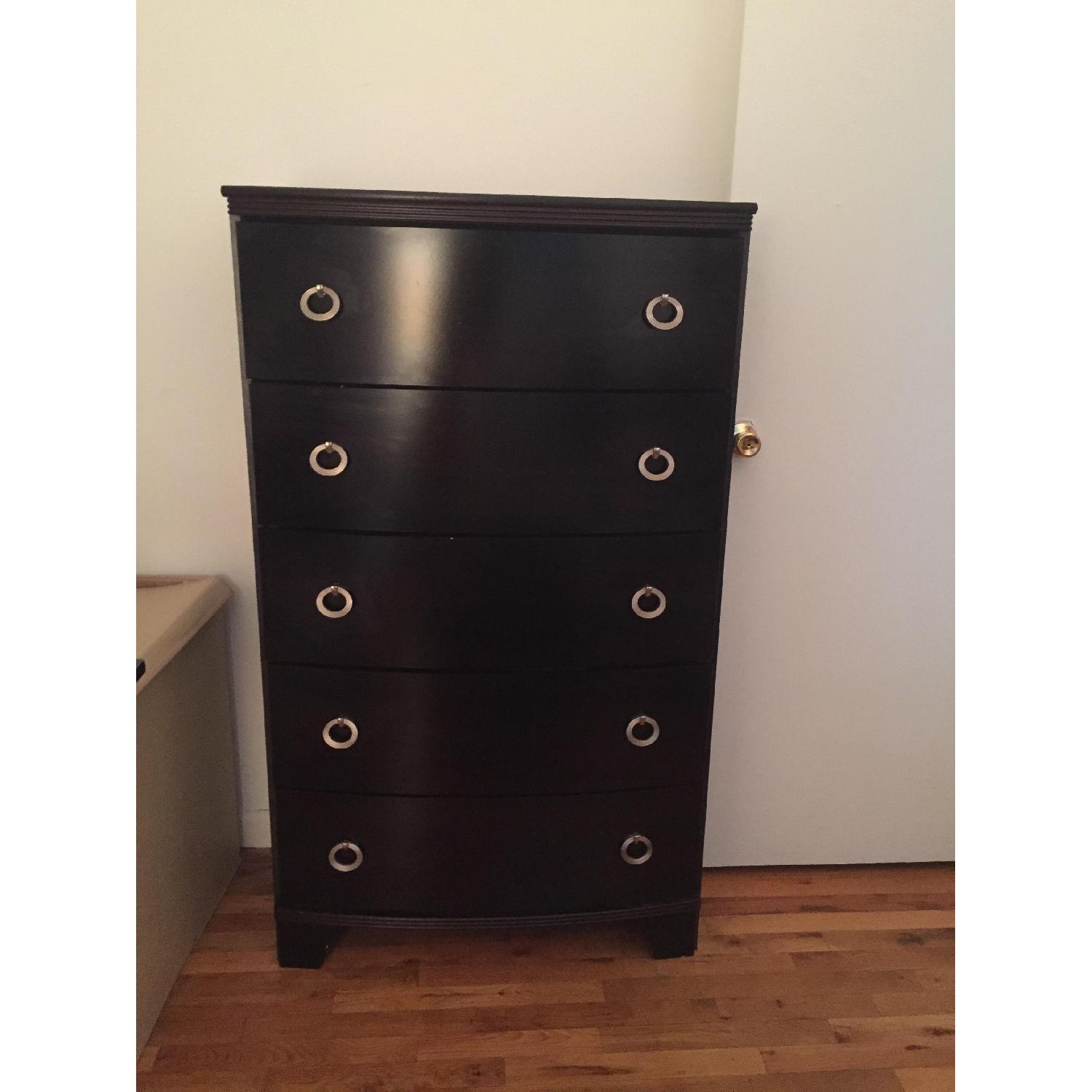 House of Norway 5 Drawer Dark Brown Dresser w/ Brushed Nickel Hardware - image-1
