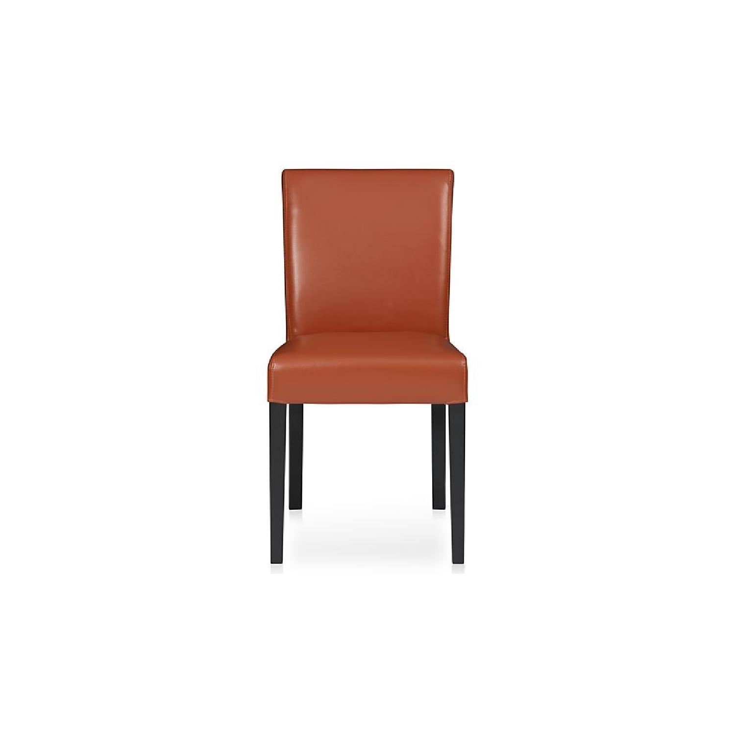Crate & Barrel Lowe Persimmon Leather Side Chair - Pair - image-5