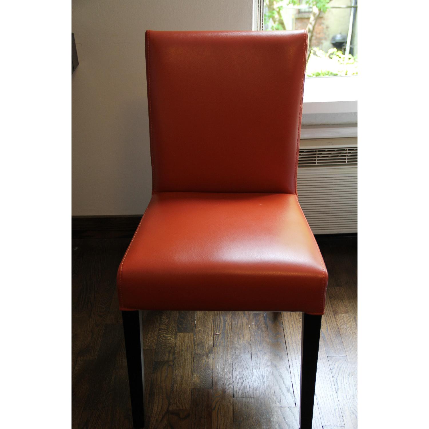 Crate & Barrel Lowe Persimmon Leather Side Chair - Pair - image-7