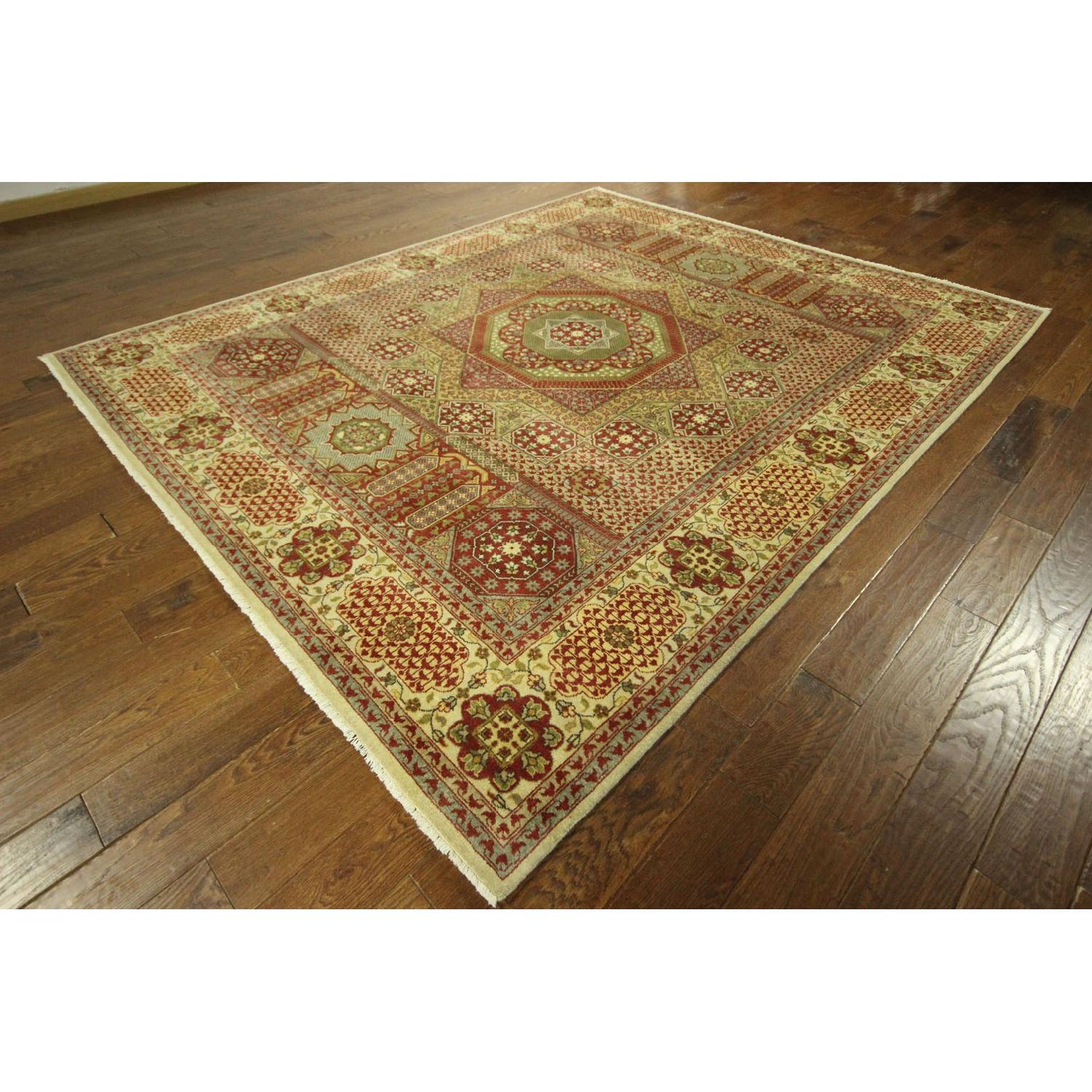 Double Knotted Lime Green Mamluk Hand Knotted Wool Area Rug H6726 - image-1