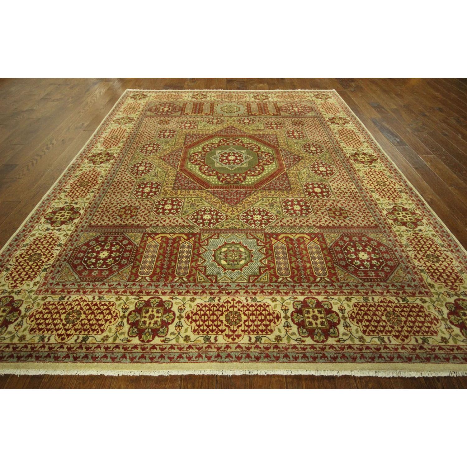 Double Knotted Lime Green Mamluk Hand Knotted Wool Area Rug H6726 - image-2