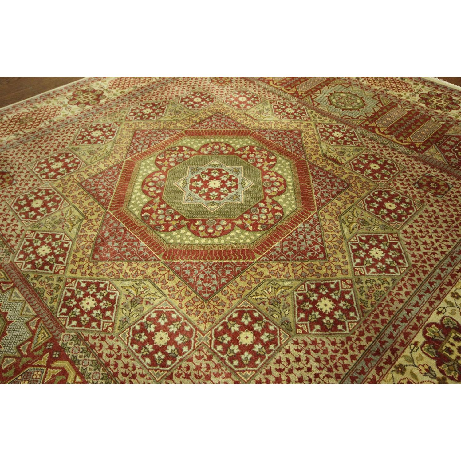 Double Knotted Lime Green Mamluk Hand Knotted Wool Area Rug H6726 - image-3