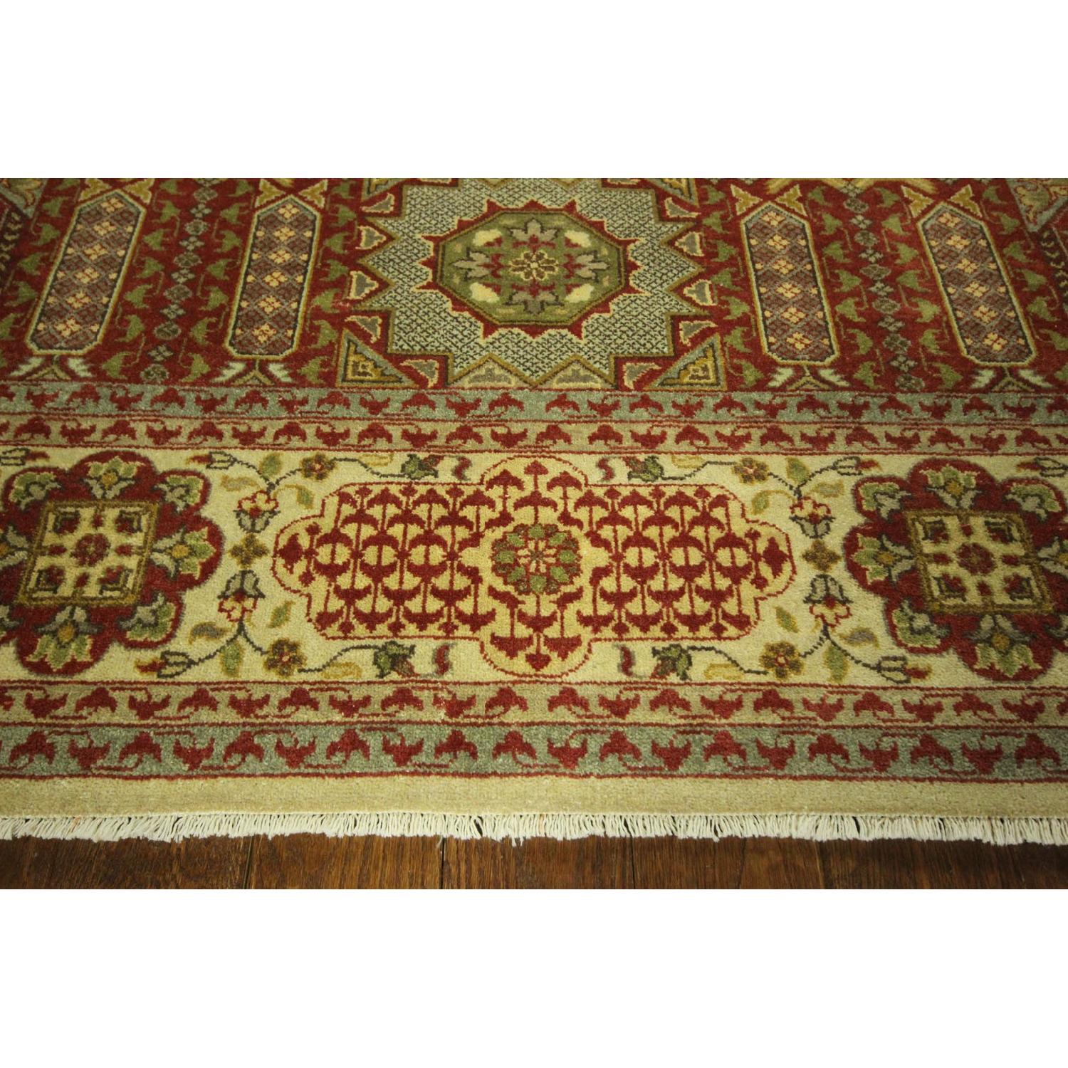 Double Knotted Lime Green Mamluk Hand Knotted Wool Area Rug H6726 - image-5