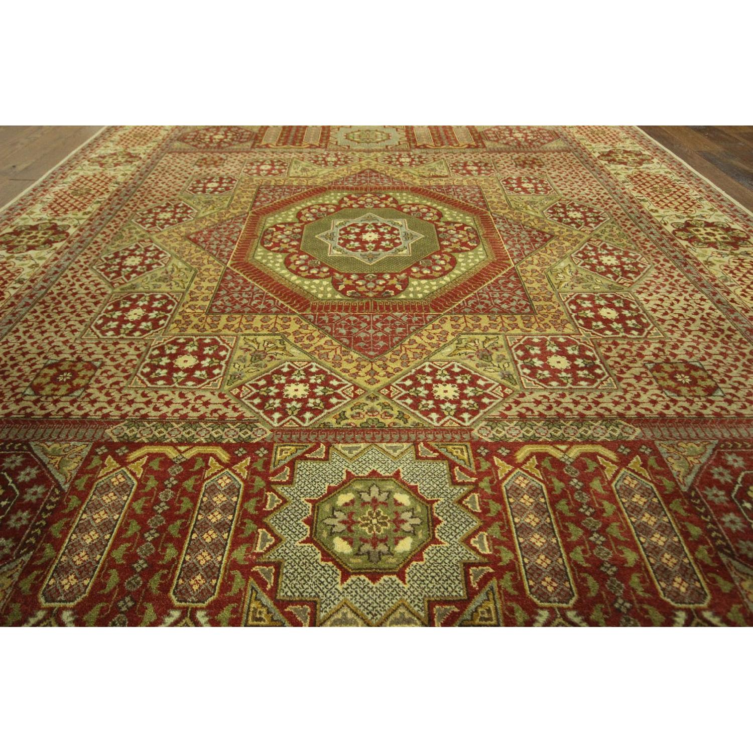 Double Knotted Lime Green Mamluk Hand Knotted Wool Area Rug H6726 - image-6