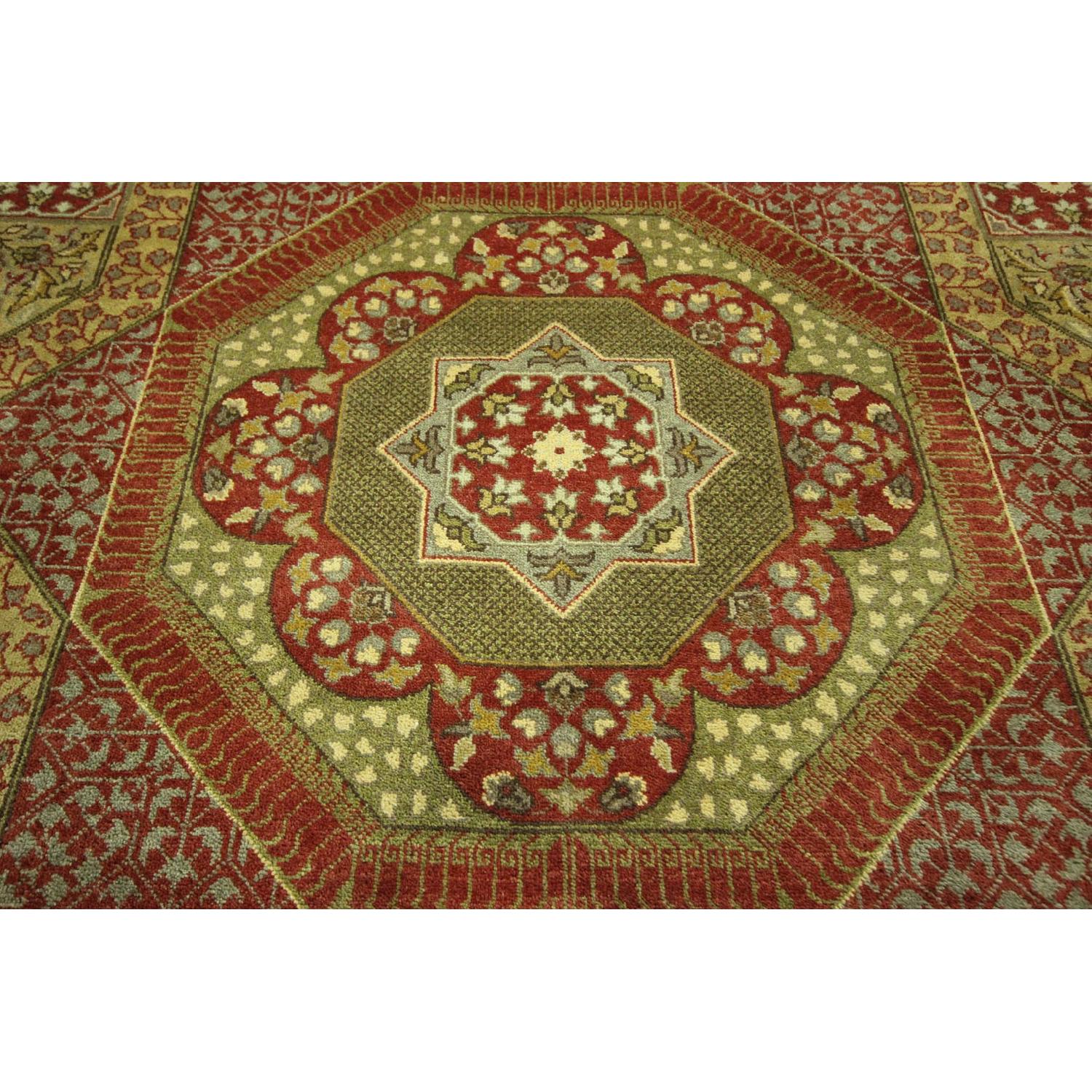 Double Knotted Lime Green Mamluk Hand Knotted Wool Area Rug H6726 - image-9