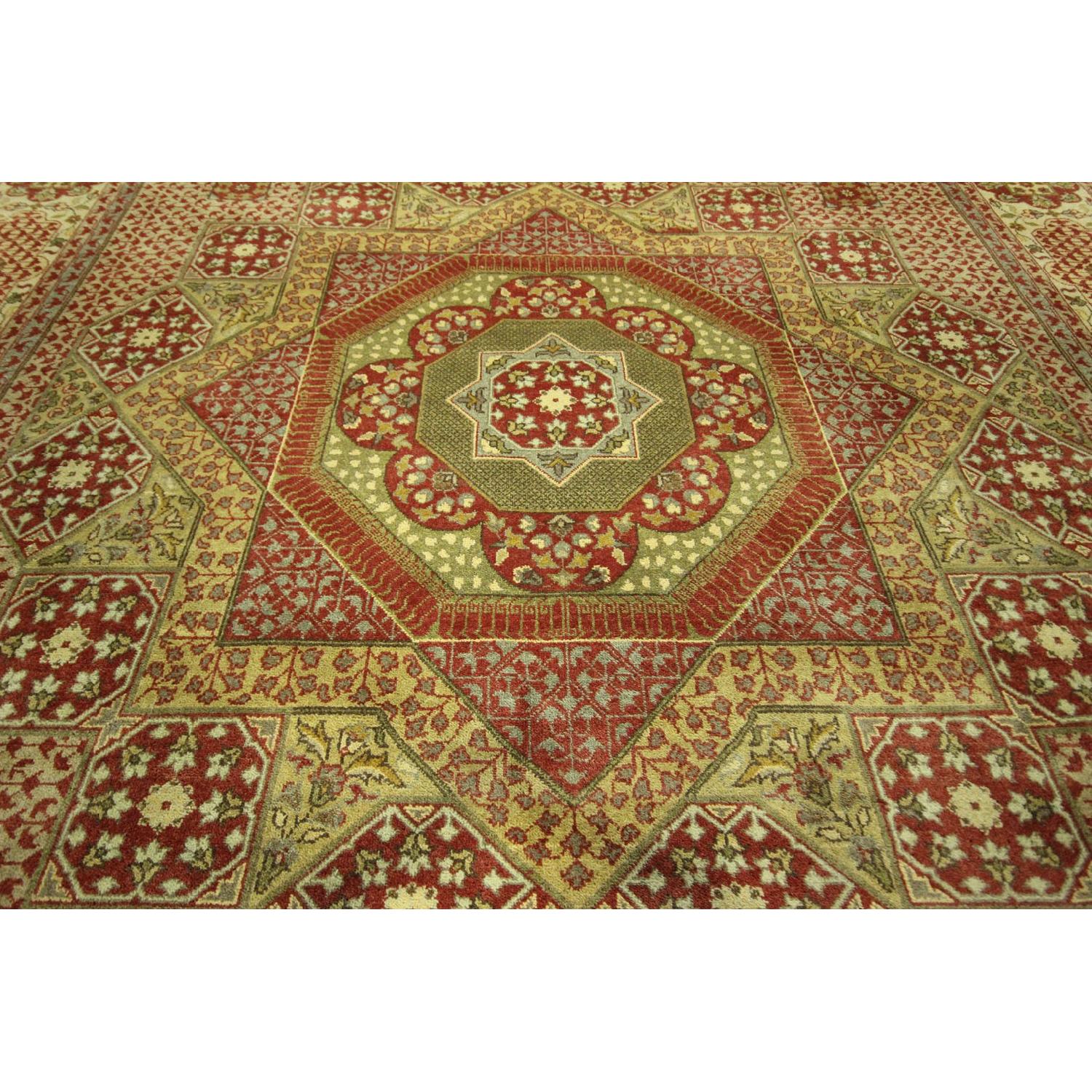 Double Knotted Lime Green Mamluk Hand Knotted Wool Area Rug H6726 - image-10