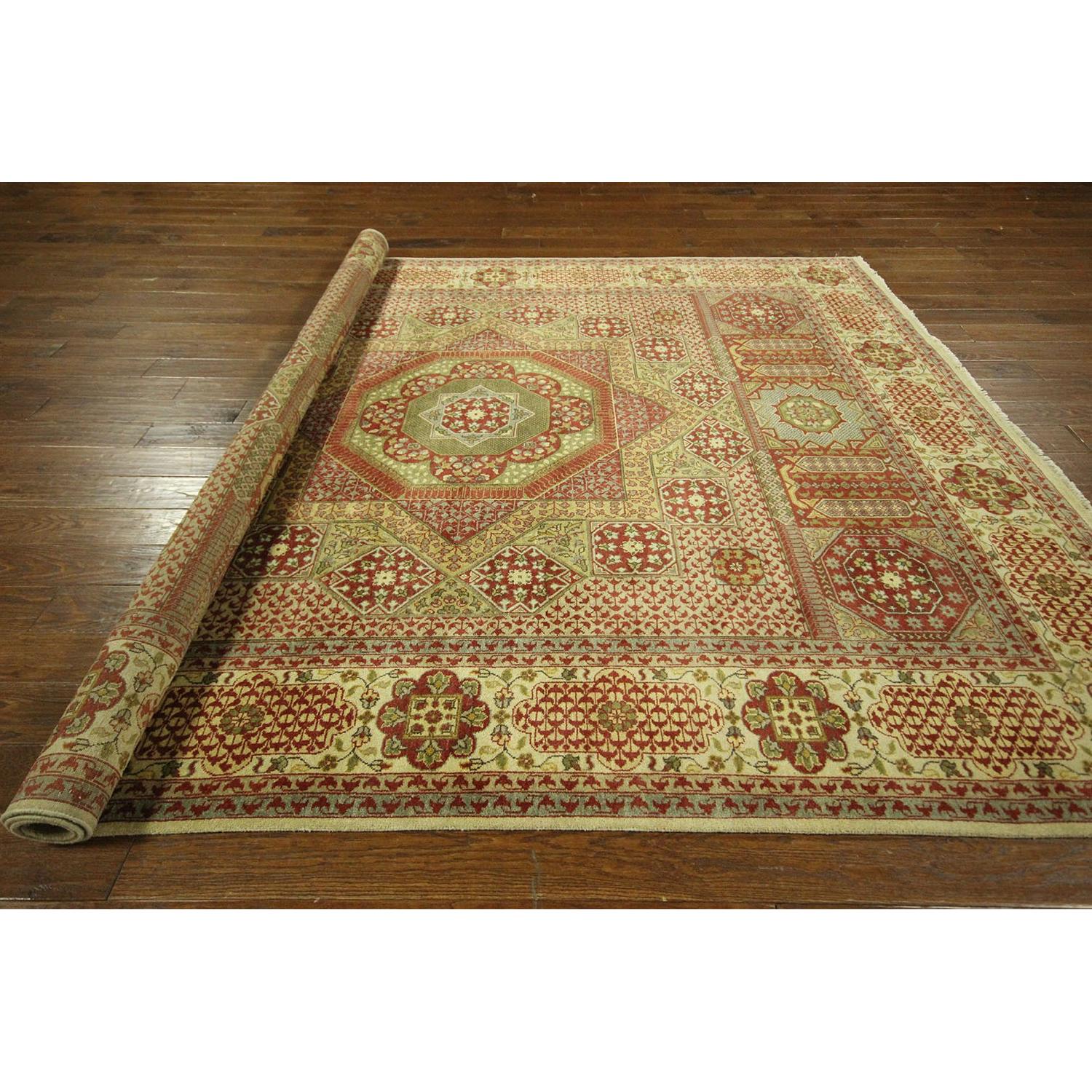 Double Knotted Lime Green Mamluk Hand Knotted Wool Area Rug H6726 - image-12