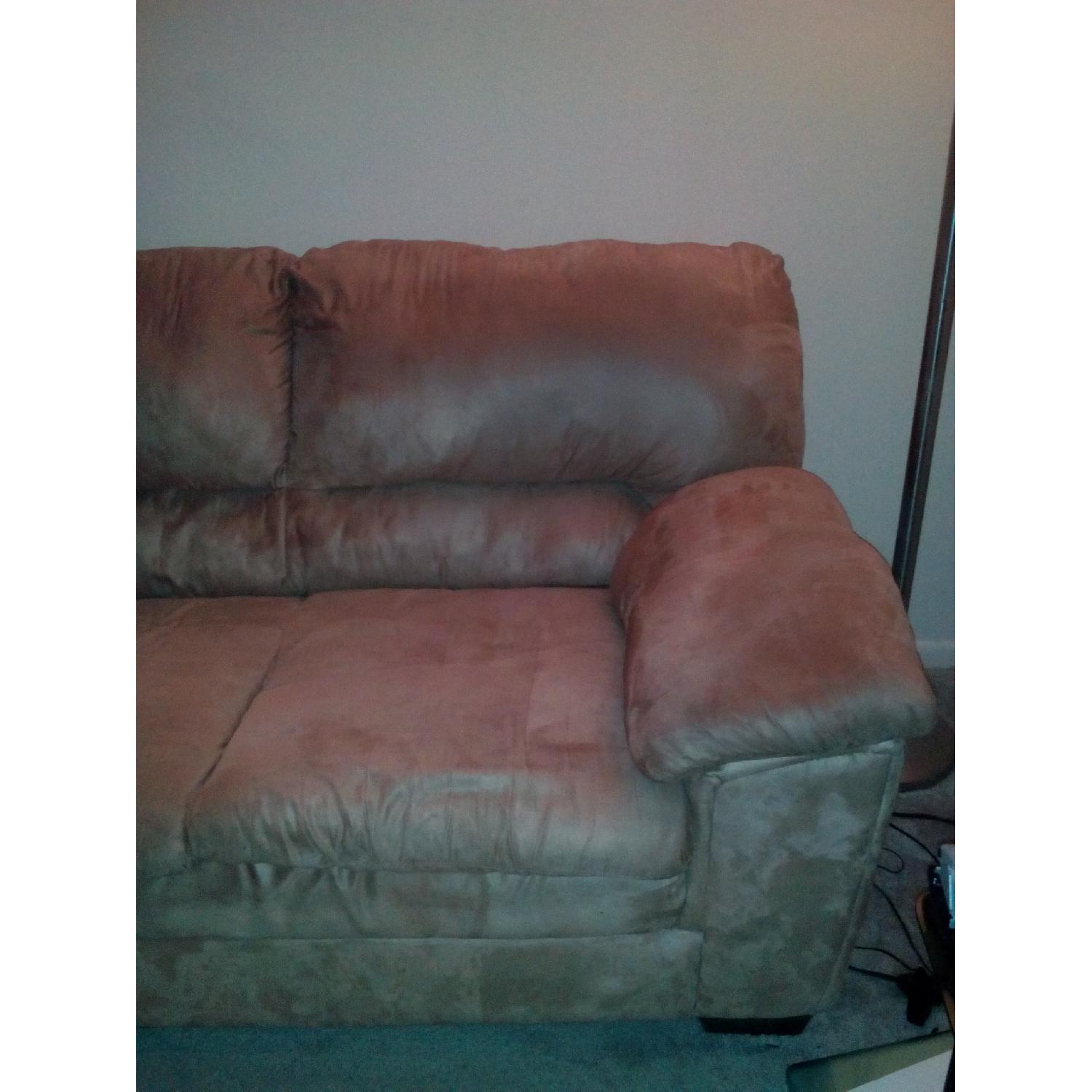 Light Brown Suede Sofa + Loveseat - image-2