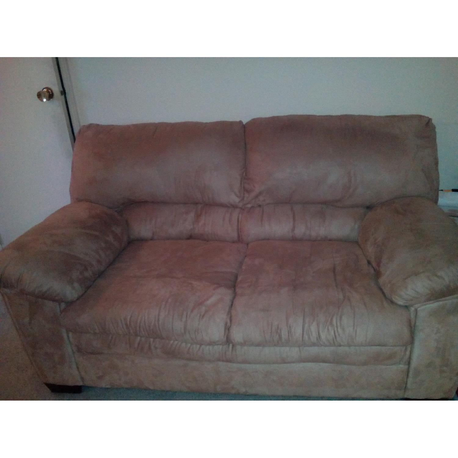 Light Brown Suede Sofa + Loveseat - image-5