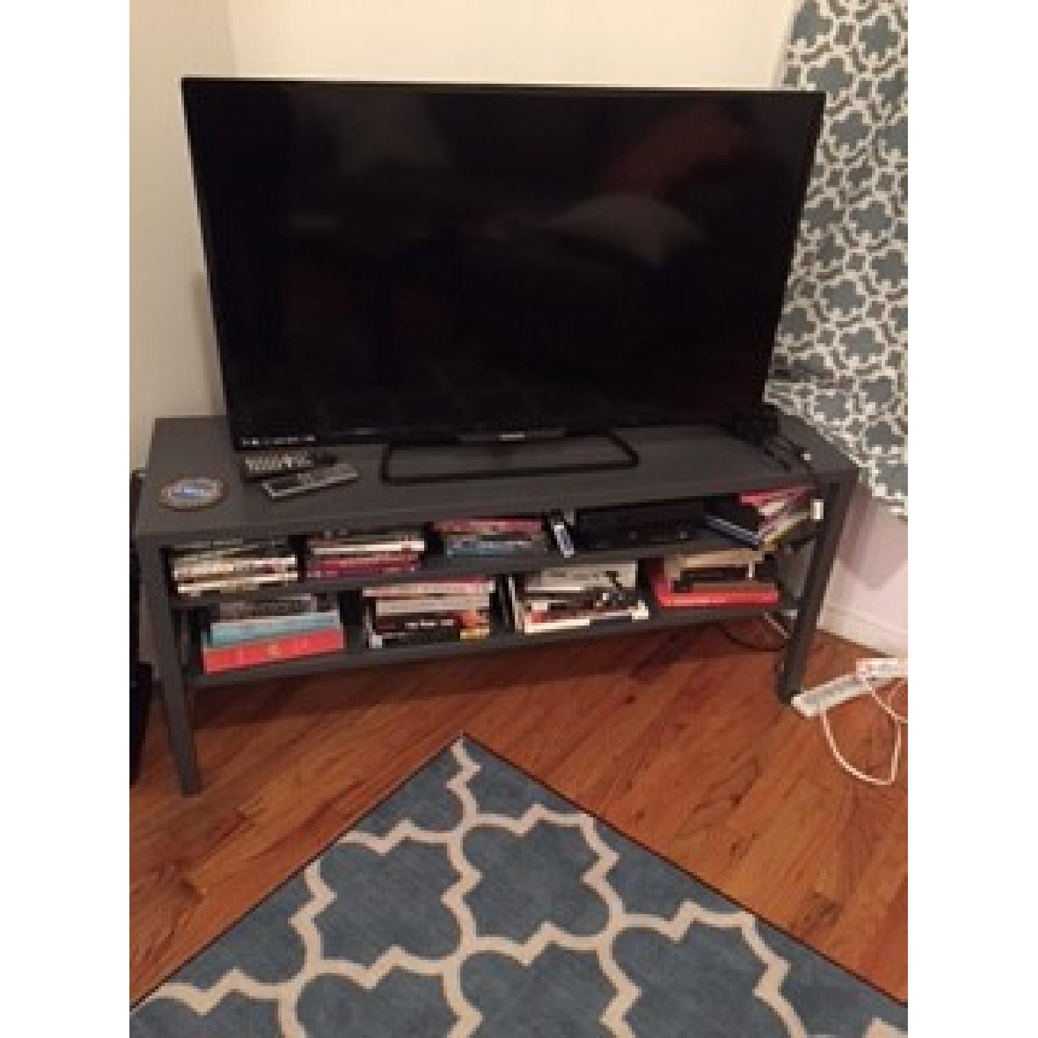 Ikea Grey TV Stand with Shelves AptDeco