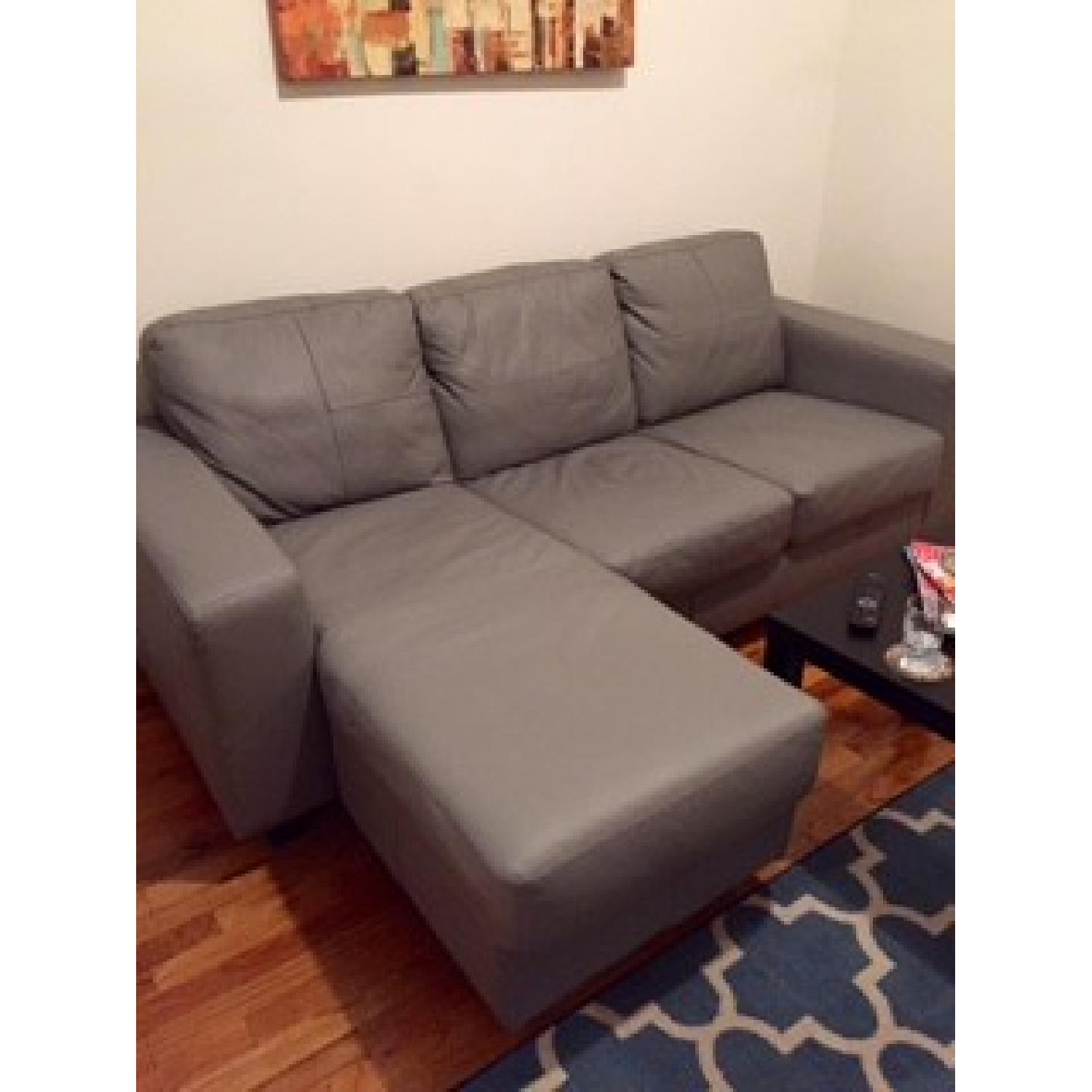Ikea Grey Leather Loveseat and Chaise Lounge - image-2