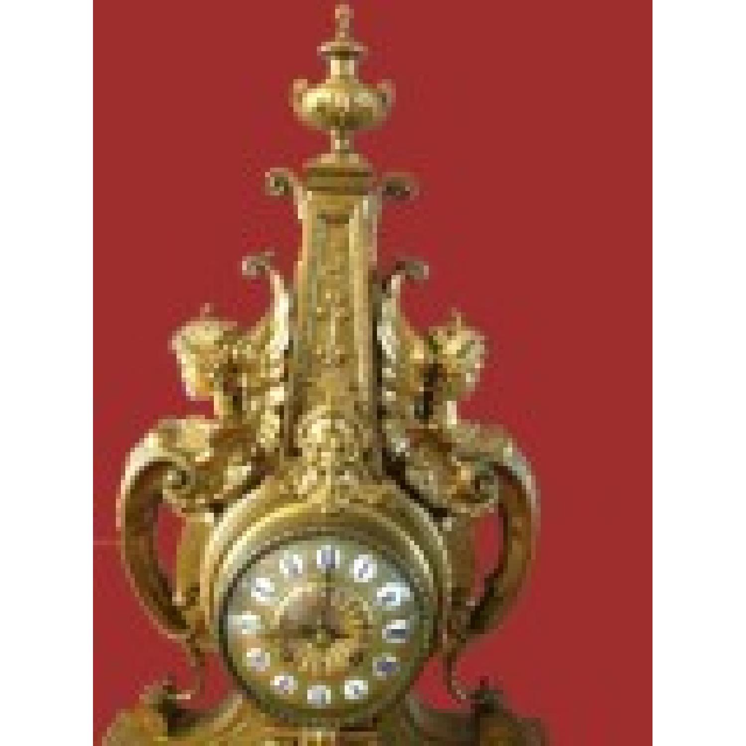 Japy & Lefebvre Paris Antique Bronze French Clock Set - image-5