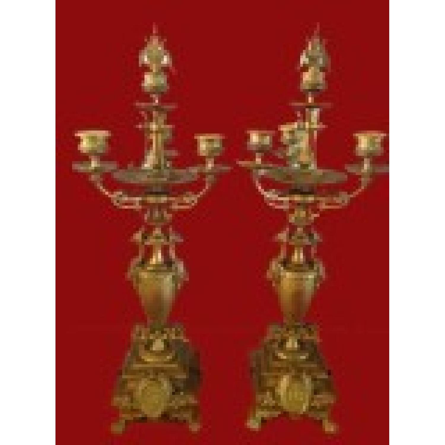 Japy & Lefebvre Paris Antique Bronze French Clock Set - image-8