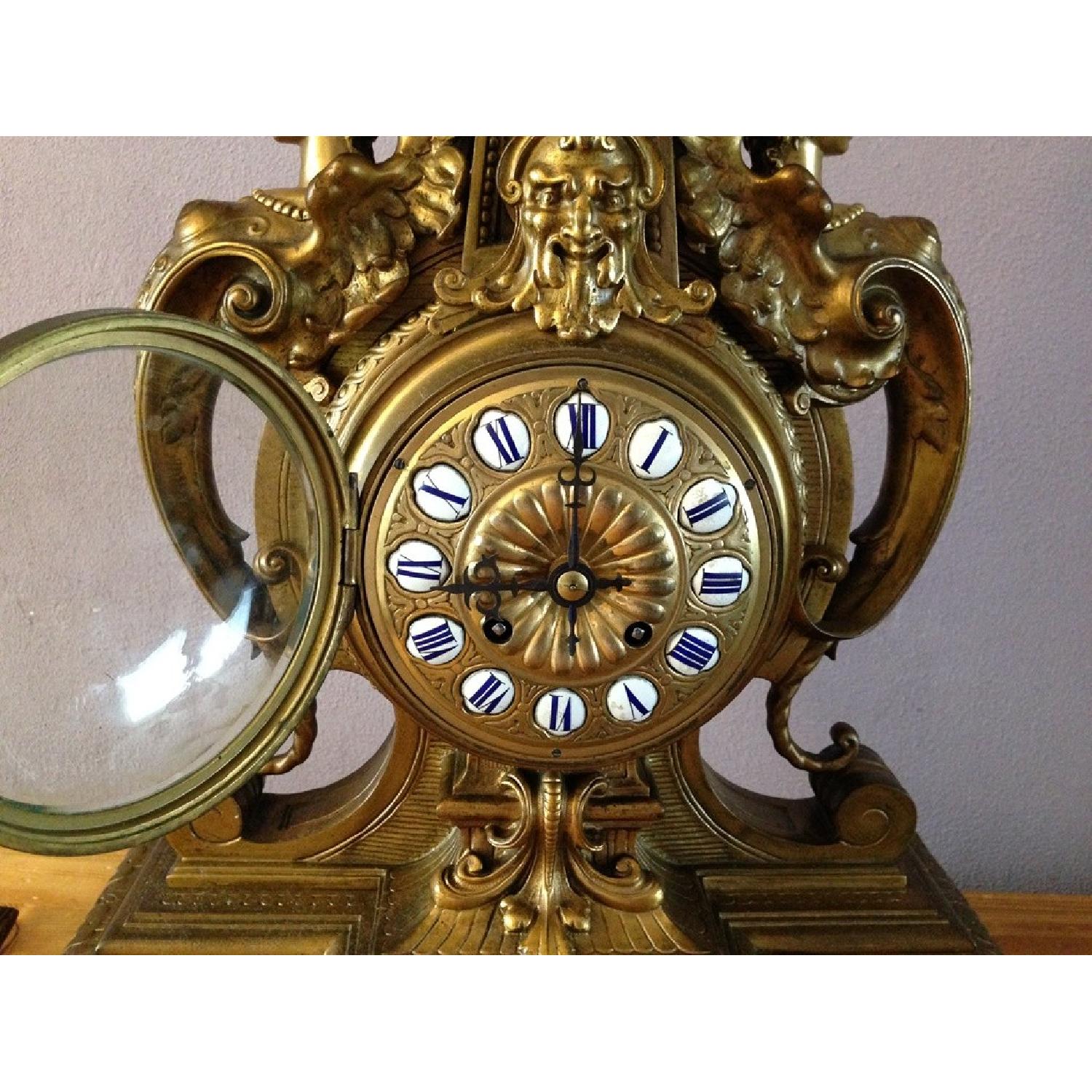 Japy & Lefebvre Paris Antique Bronze French Clock Set - image-9