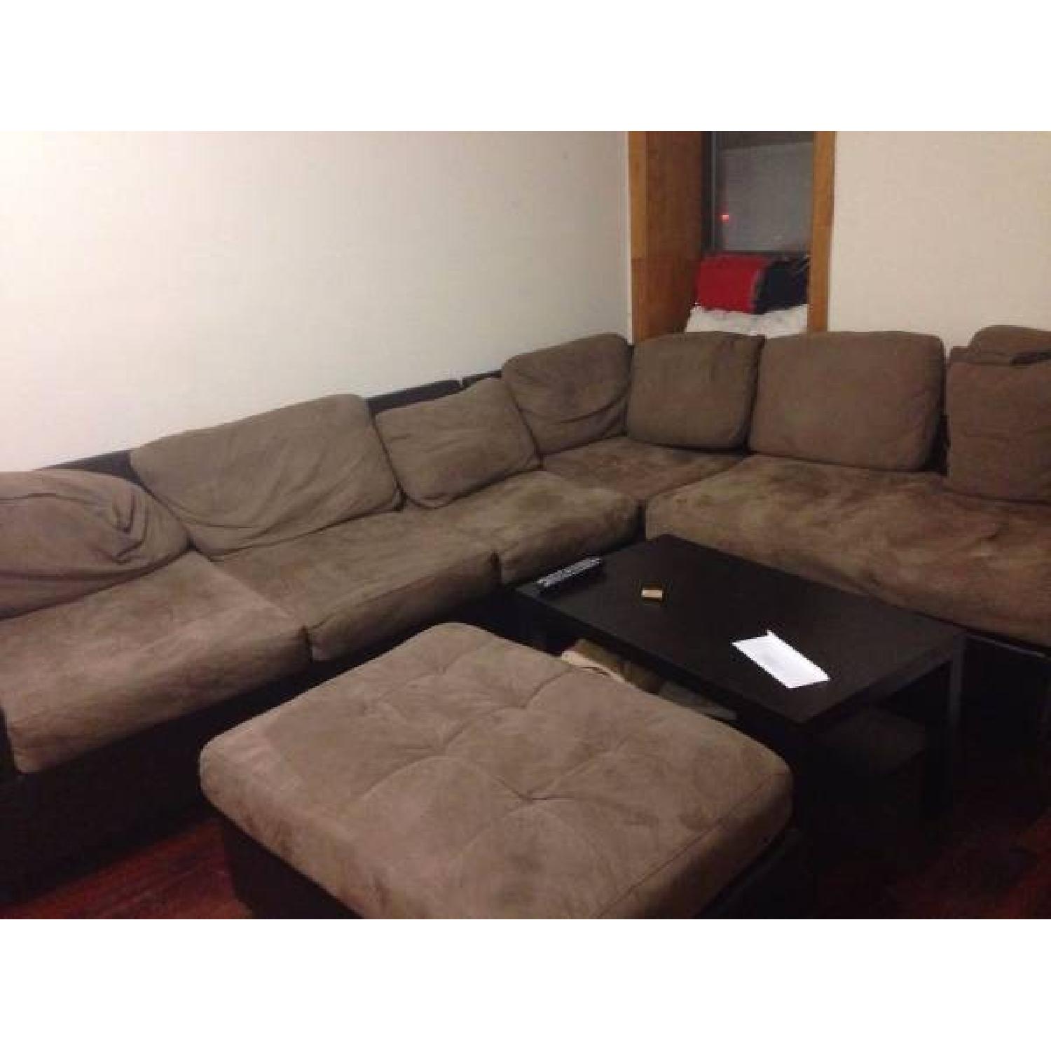 Sectional Sofa w/ Ottoman + Coffee Table - image-1