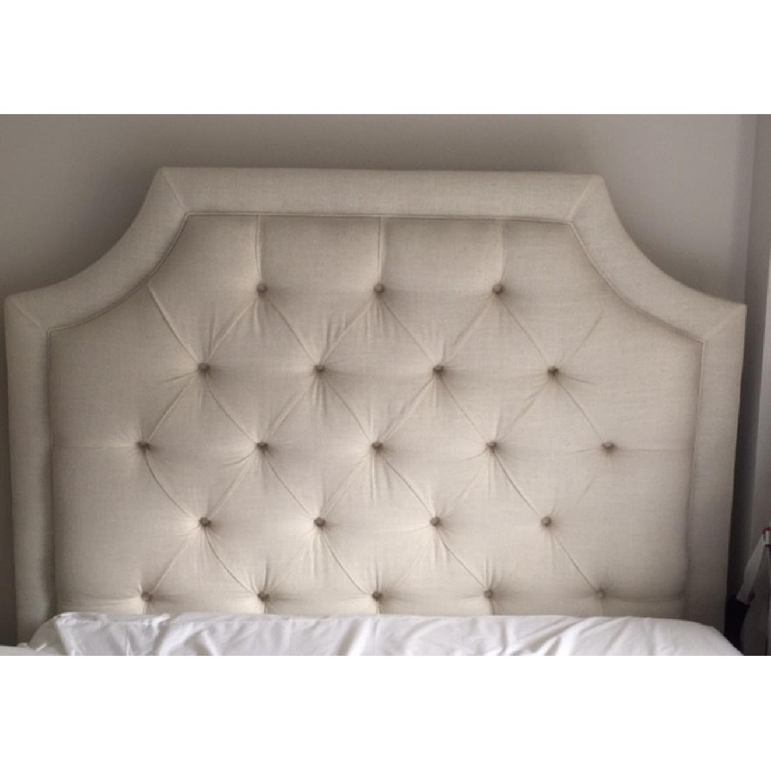 Ethan Allen Full Size Bed Frame w/ Alison Cream Headboard - image-1
