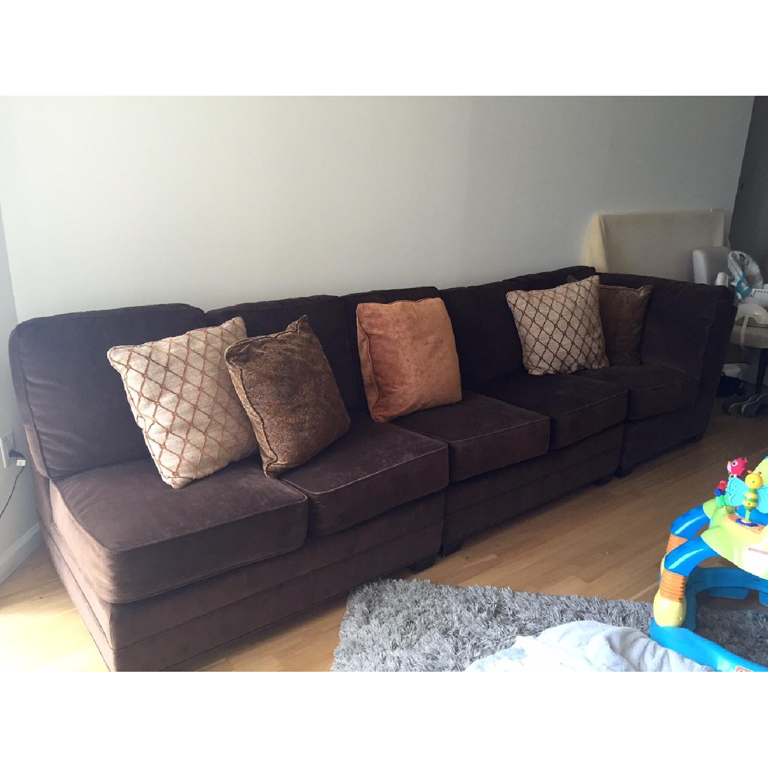 3 Piece Sectional Sofa with Custom Made Decorative Pillows - image-1