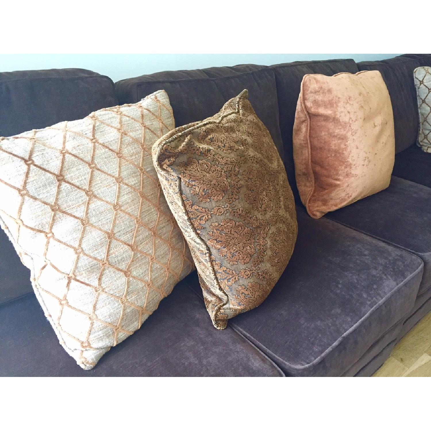 3 Piece Sectional Sofa with Custom Made Decorative Pillows AptDeco